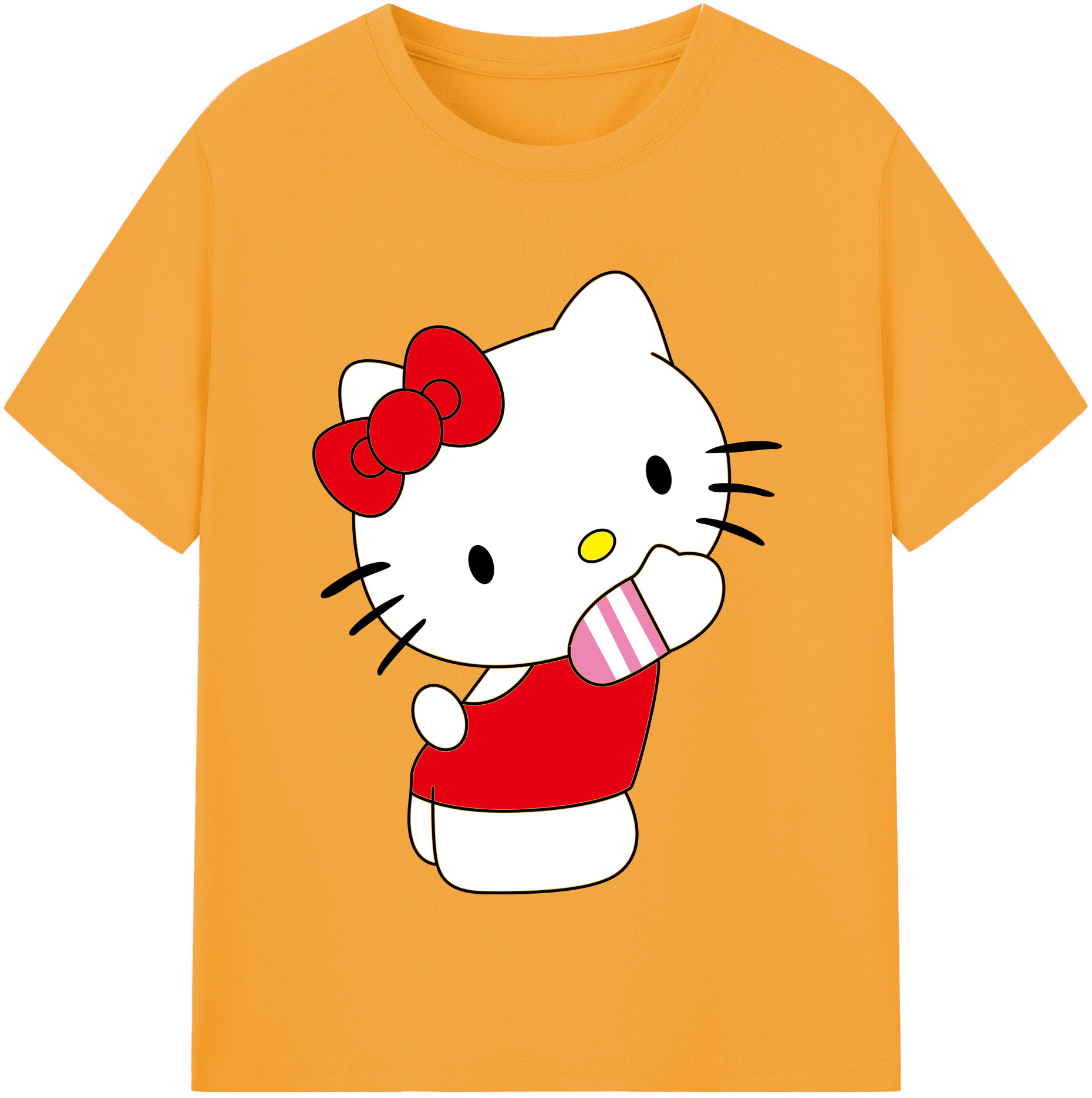（画像用） Hello Kitty ハローキティ 綿100％半袖Tシャツ（フロントプリント）