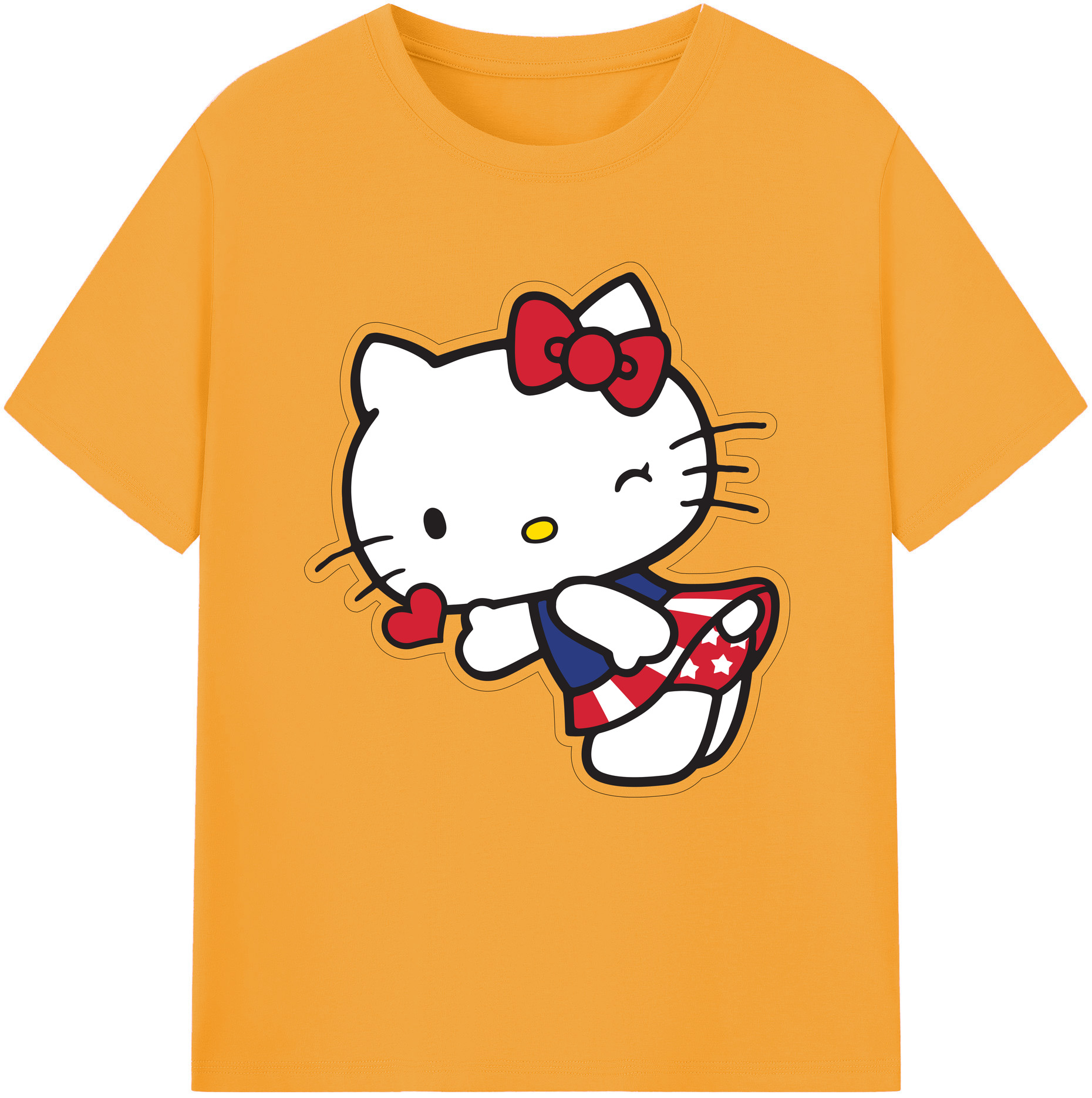 （画像用） Hello Kitty ハローキティ 綿100％半袖Tシャツ（フロントプリント）