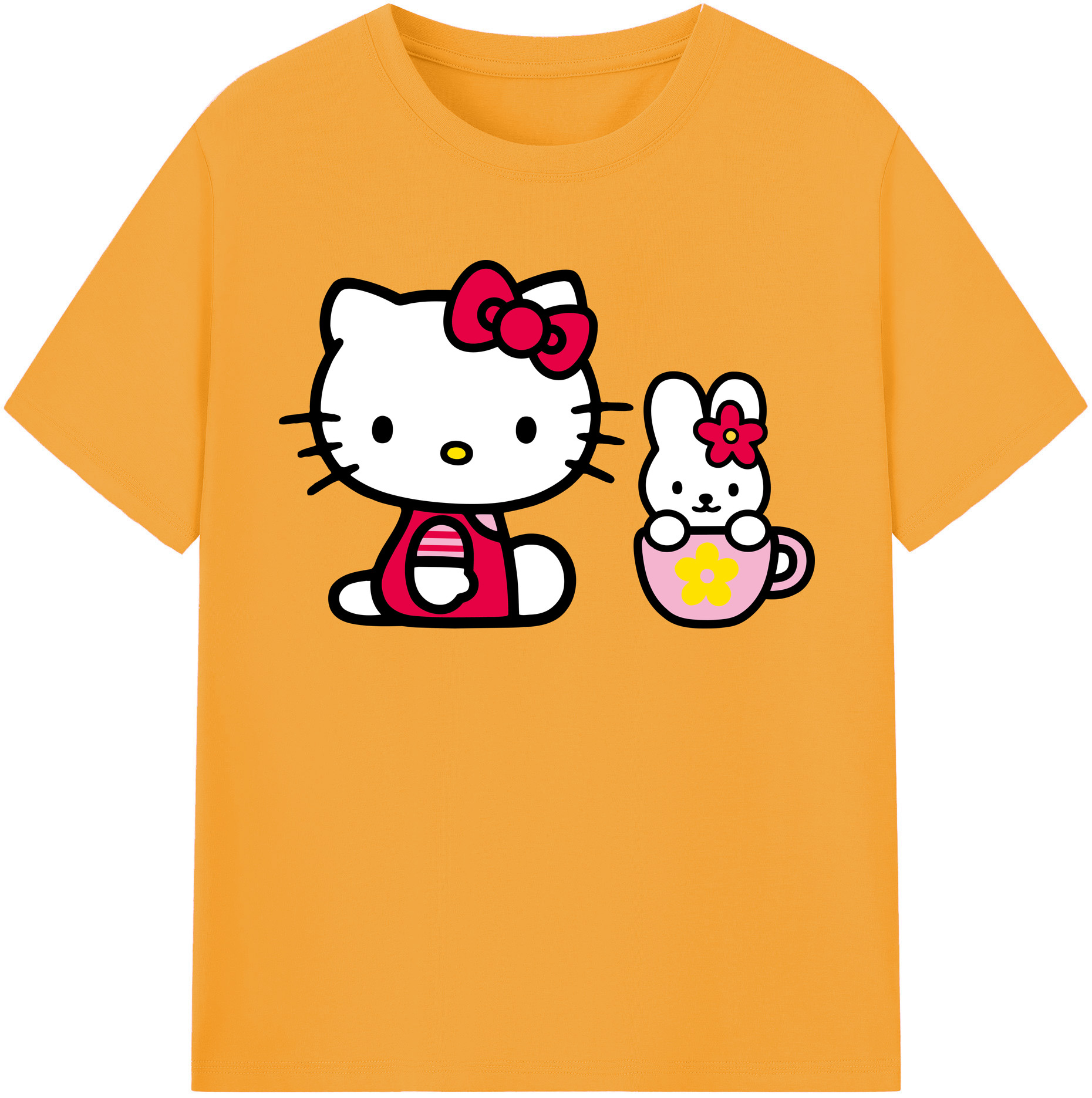 （画像用） Hello Kitty ハローキティ 綿100％半袖Tシャツ（フロントプリント）
