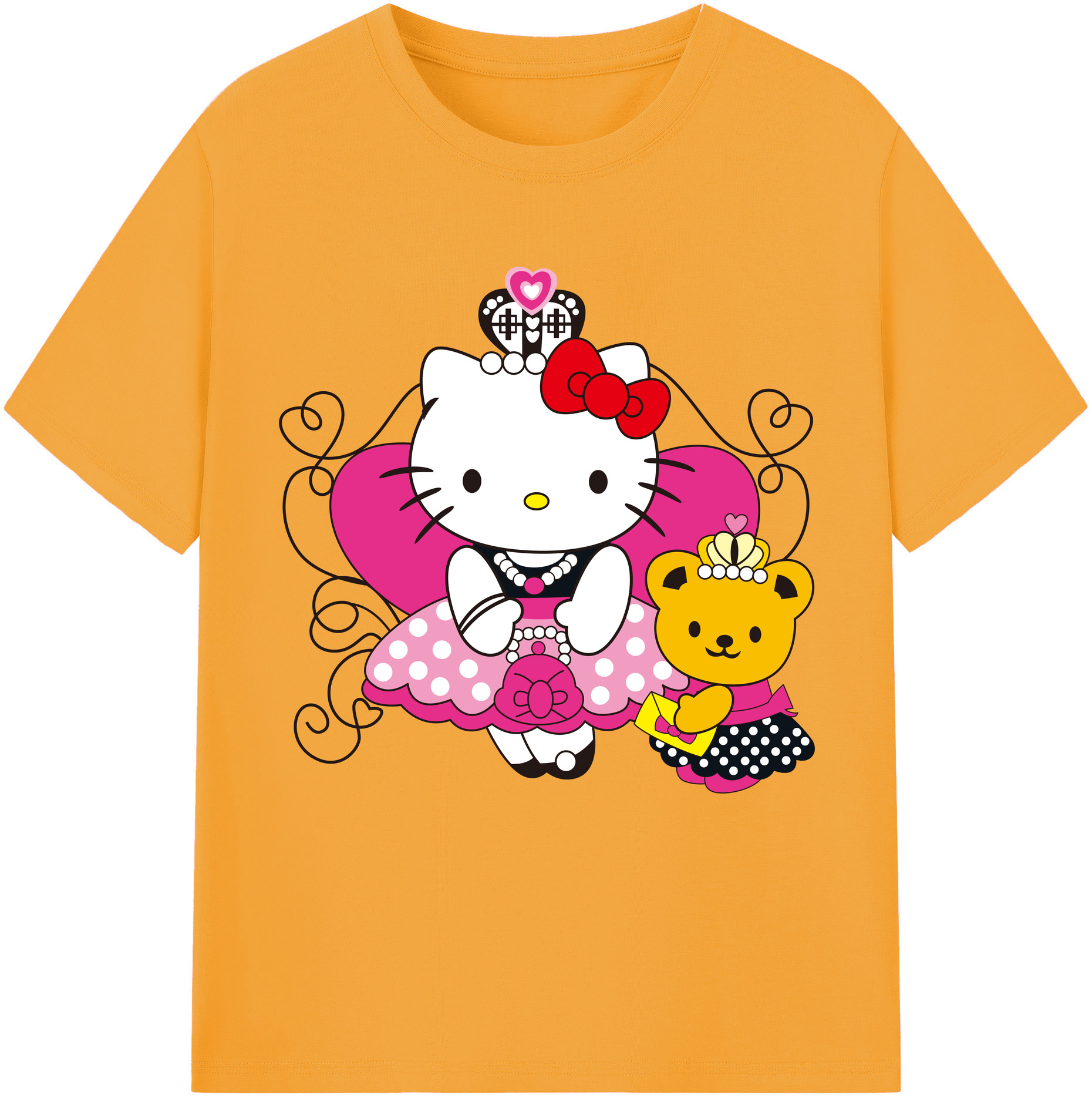 （画像用） Hello Kitty ハローキティ 綿100％半袖Tシャツ（フロントプリント）