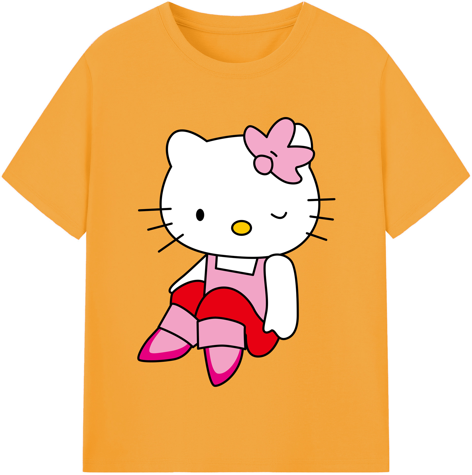 （画像用） Hello Kitty ハローキティ 綿100％半袖Tシャツ（フロントプリント）
