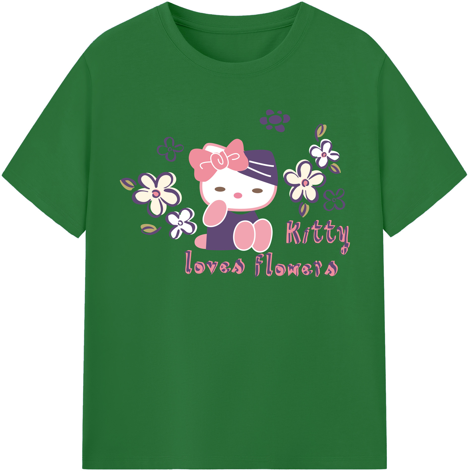 （画像用） Hello Kitty ハローキティ 綿100％半袖Tシャツ（フロントプリント）