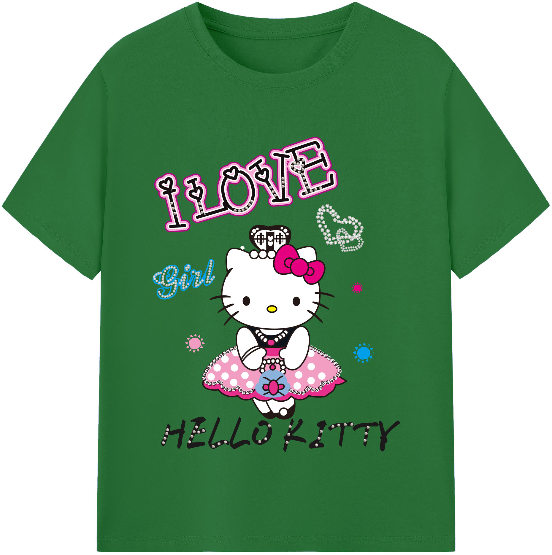 （画像用） Hello Kitty ハローキティ 綿100％半袖Tシャツ（フロントプリント）