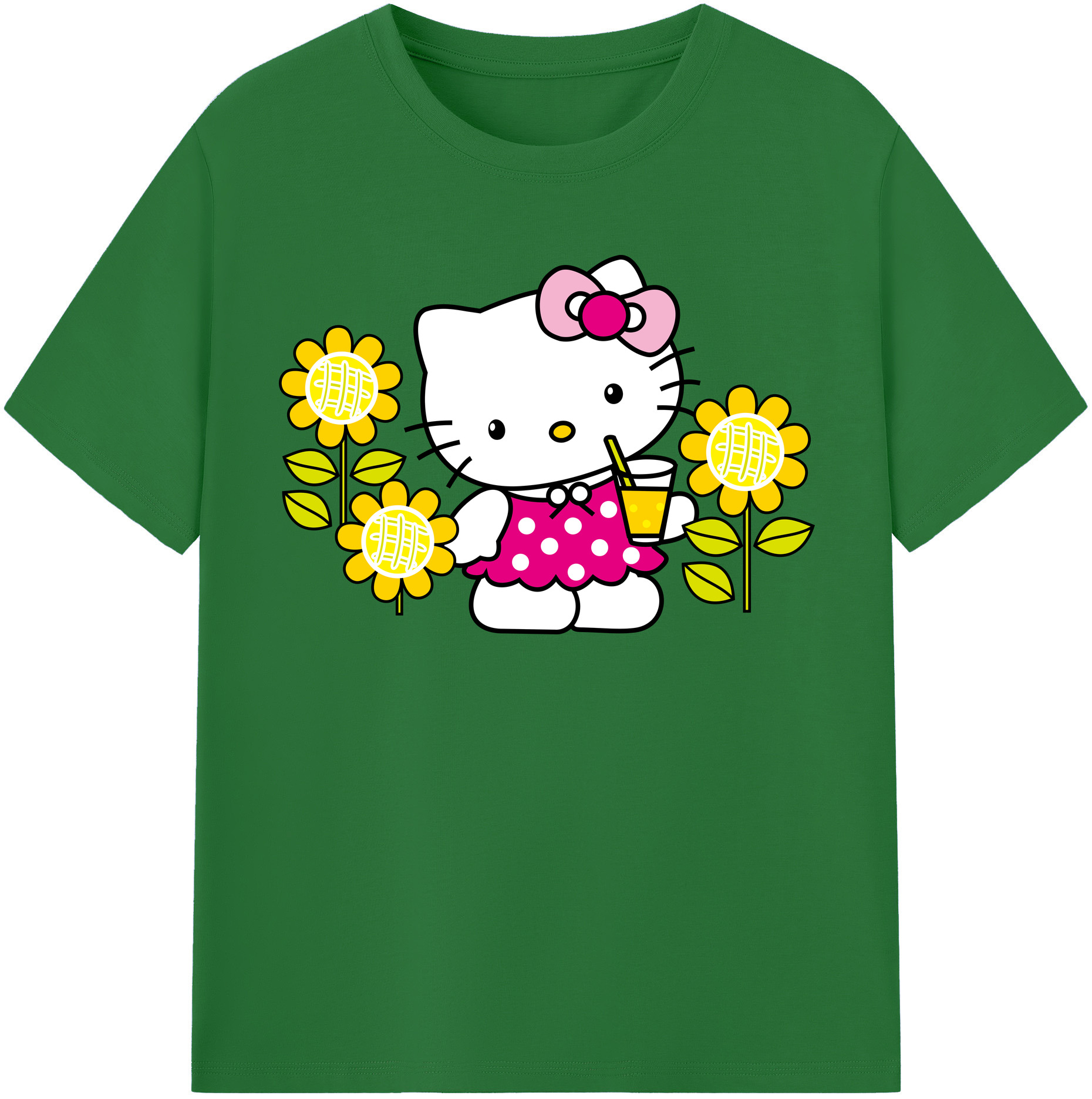（画像用） Hello Kitty ハローキティ 綿100％半袖Tシャツ（フロントプリント）