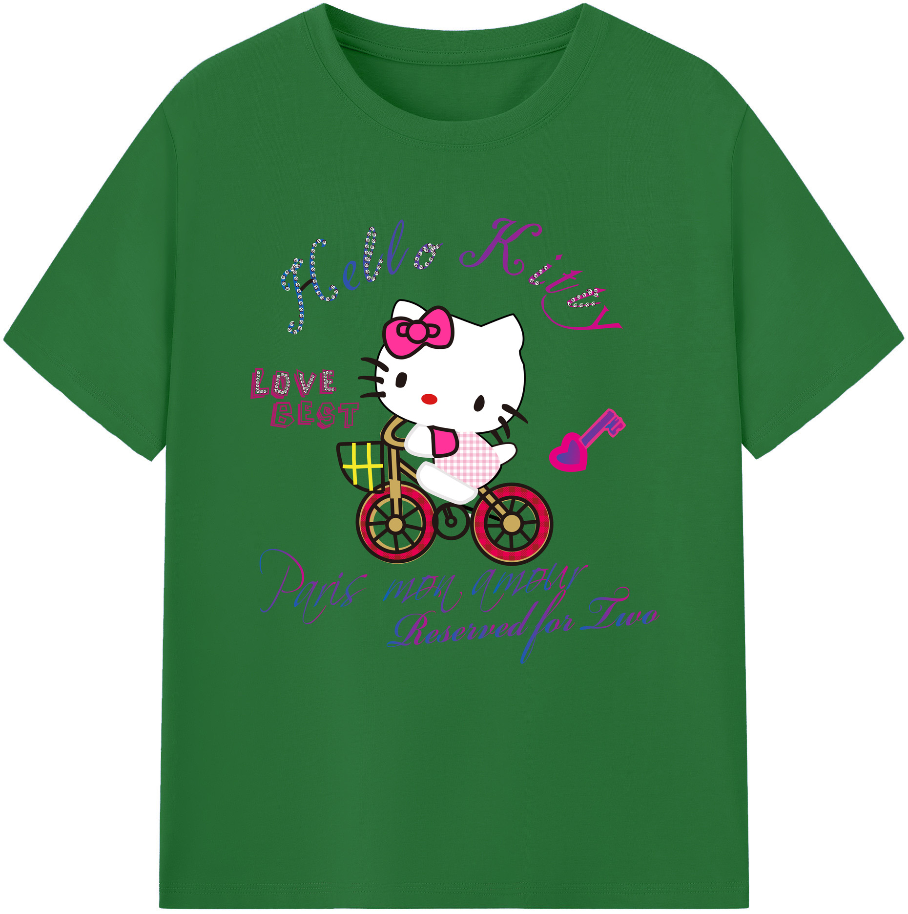 （画像用） Hello Kitty ハローキティ 綿100％半袖Tシャツ（フロントプリント）