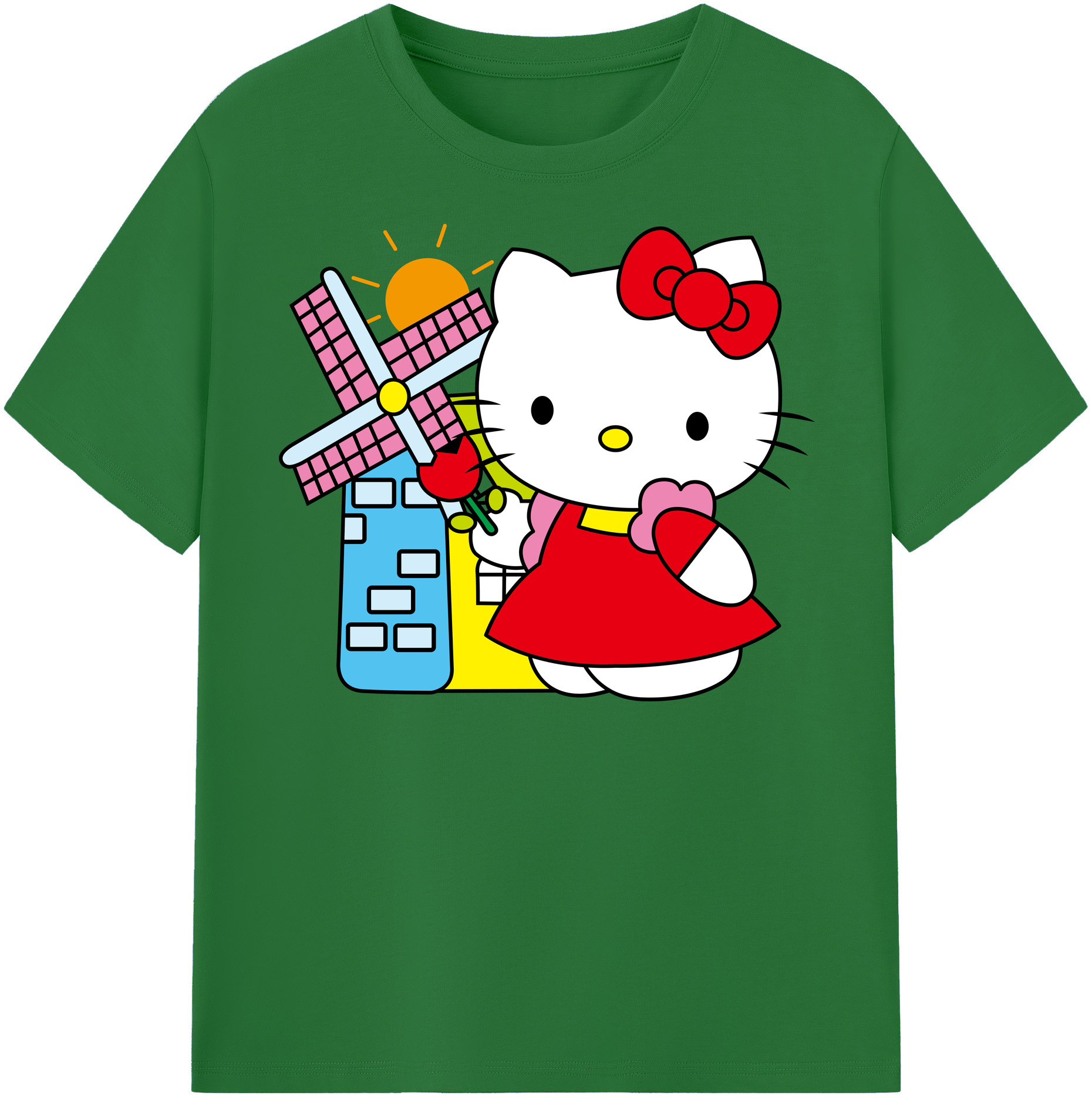 （画像用） Hello Kitty ハローキティ 綿100％半袖Tシャツ（フロントプリント）