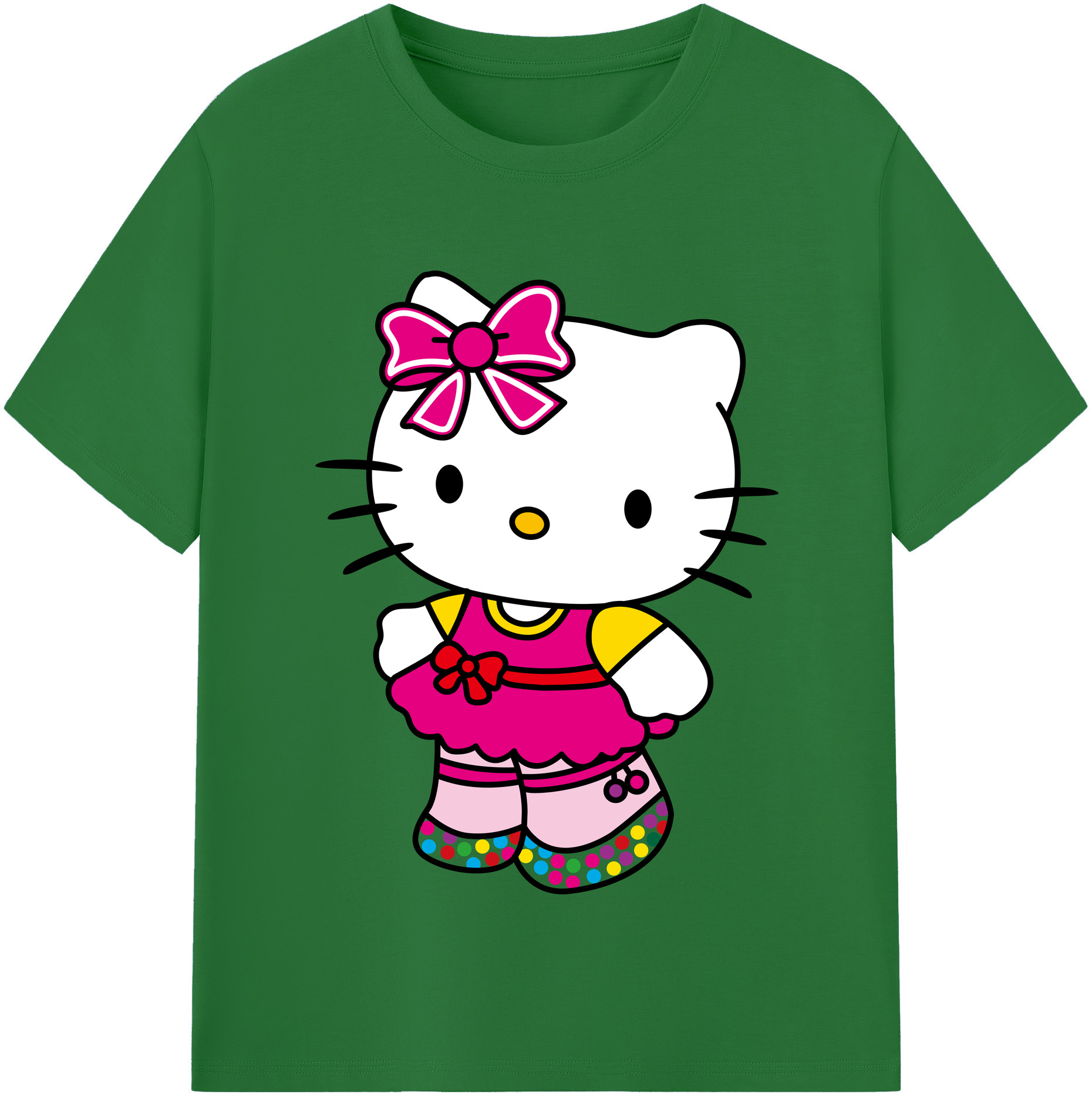 （画像用） Hello Kitty ハローキティ 綿100％半袖Tシャツ（フロントプリント）