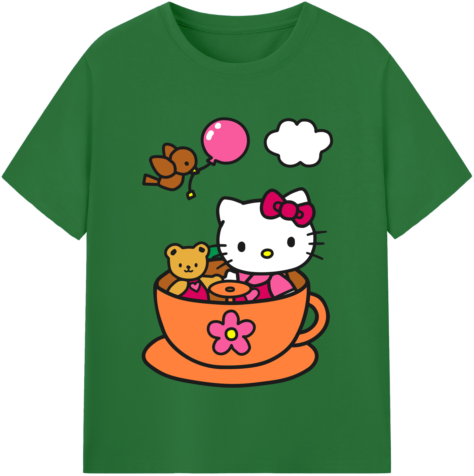 （画像用） Hello Kitty ハローキティ 綿100％半袖Tシャツ（フロントプリント）