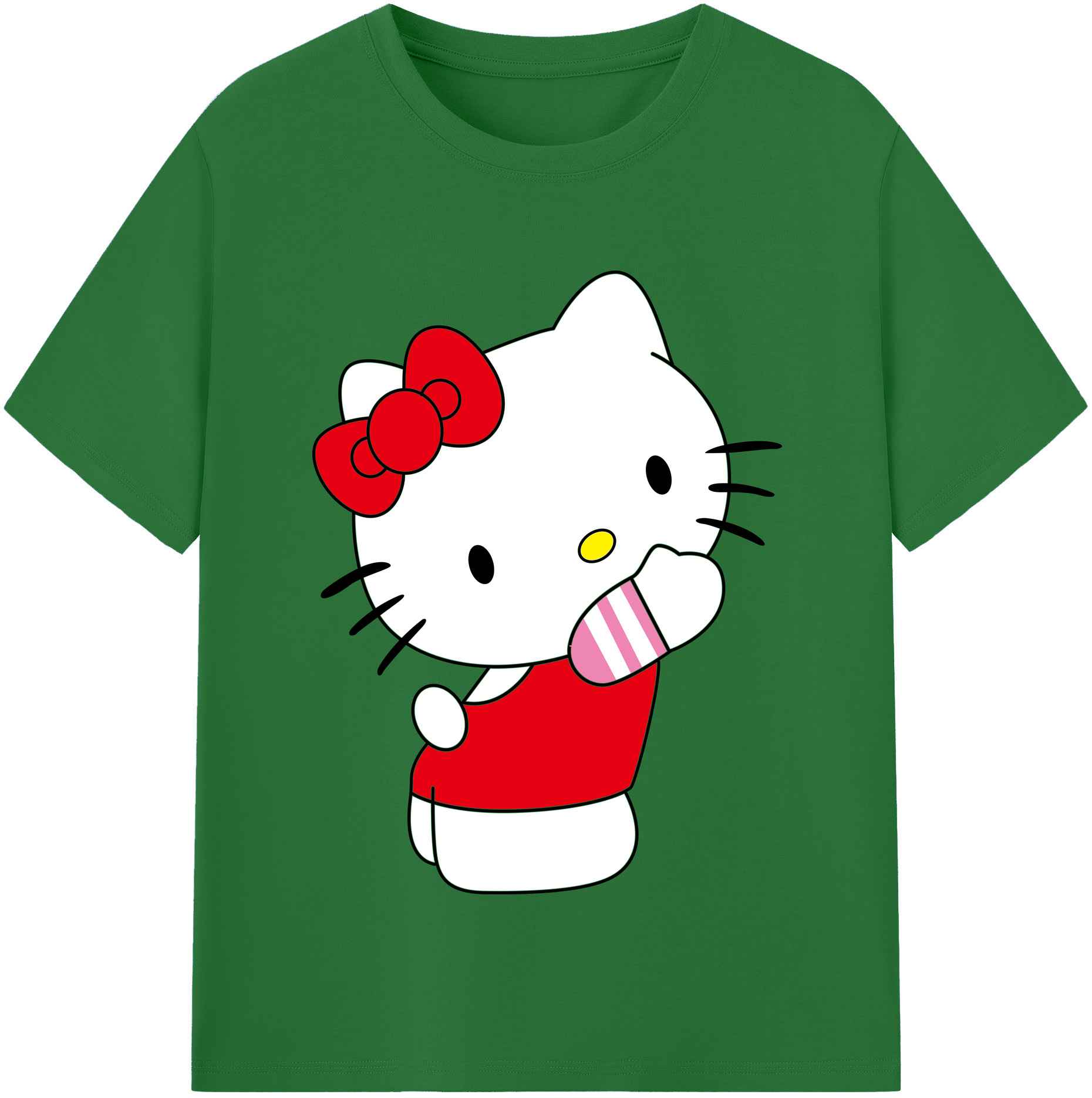 （画像用） Hello Kitty ハローキティ 綿100％半袖Tシャツ（フロントプリント）