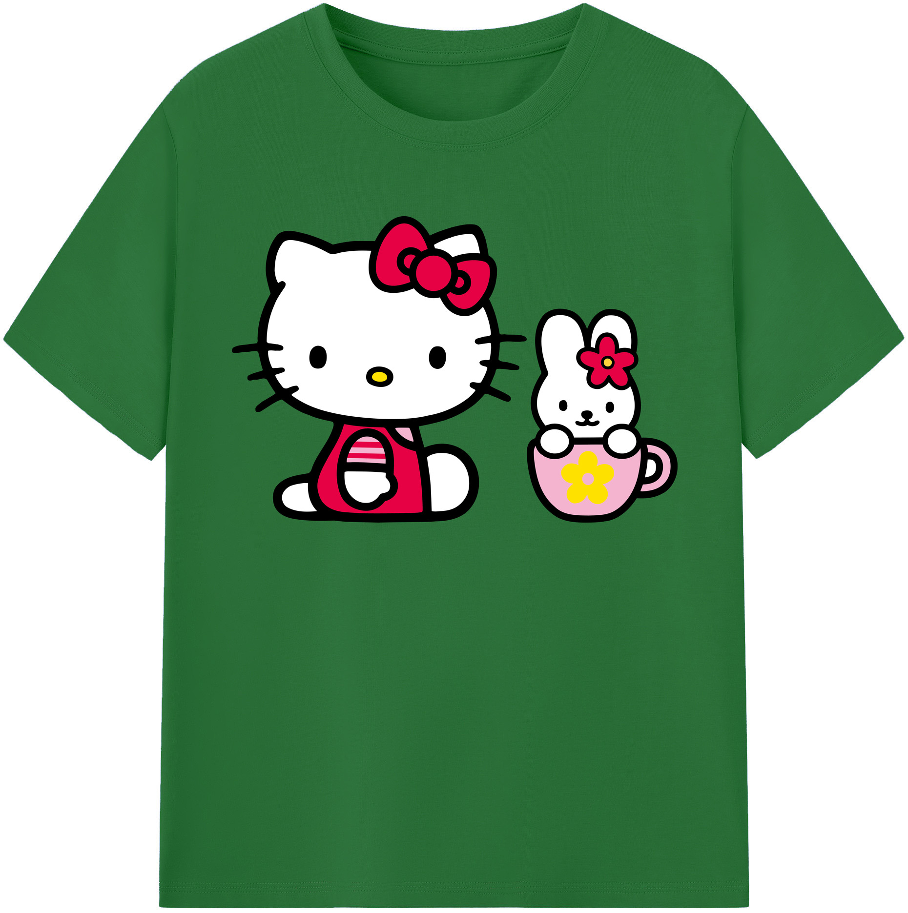 （画像用） Hello Kitty ハローキティ 綿100％半袖Tシャツ（フロントプリント）