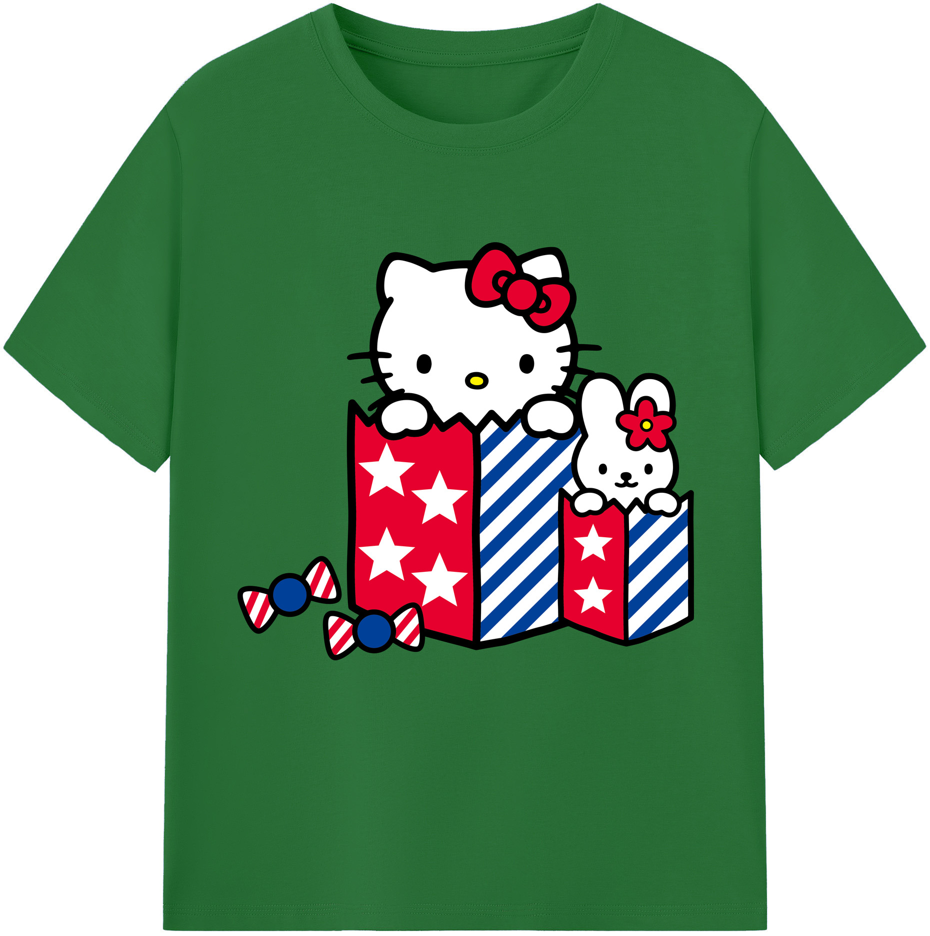 （画像用） Hello Kitty ハローキティ 綿100％半袖Tシャツ（フロントプリント）