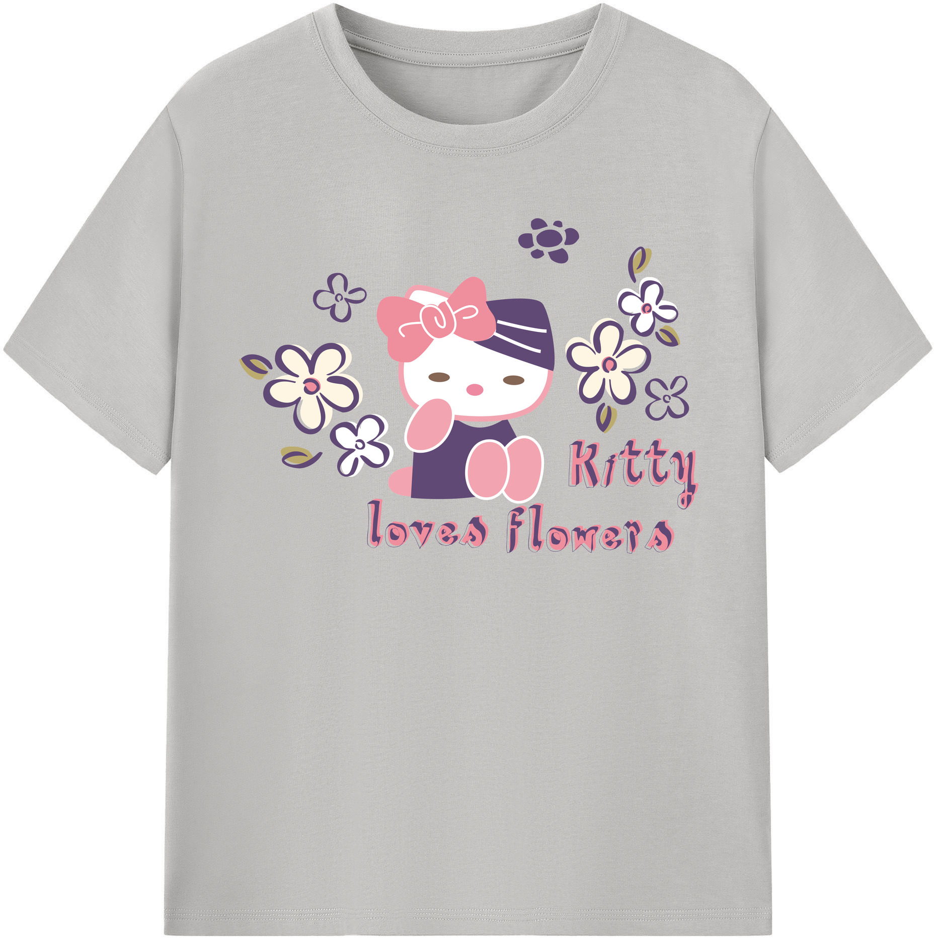 （画像用） Hello Kitty ハローキティ 綿100％半袖Tシャツ（フロントプリント）