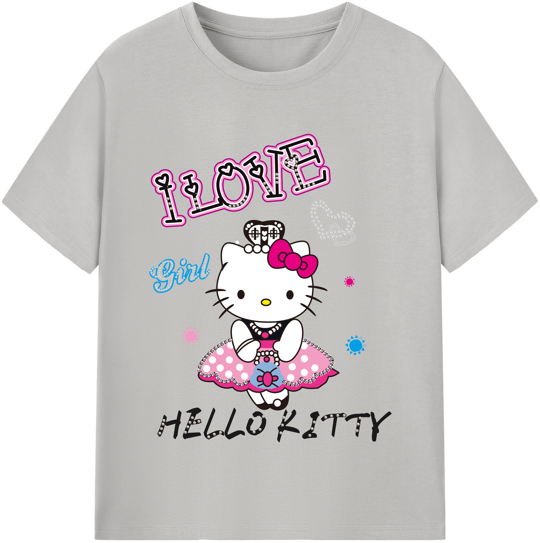 （画像用） Hello Kitty ハローキティ 綿100％半袖Tシャツ（フロントプリント）