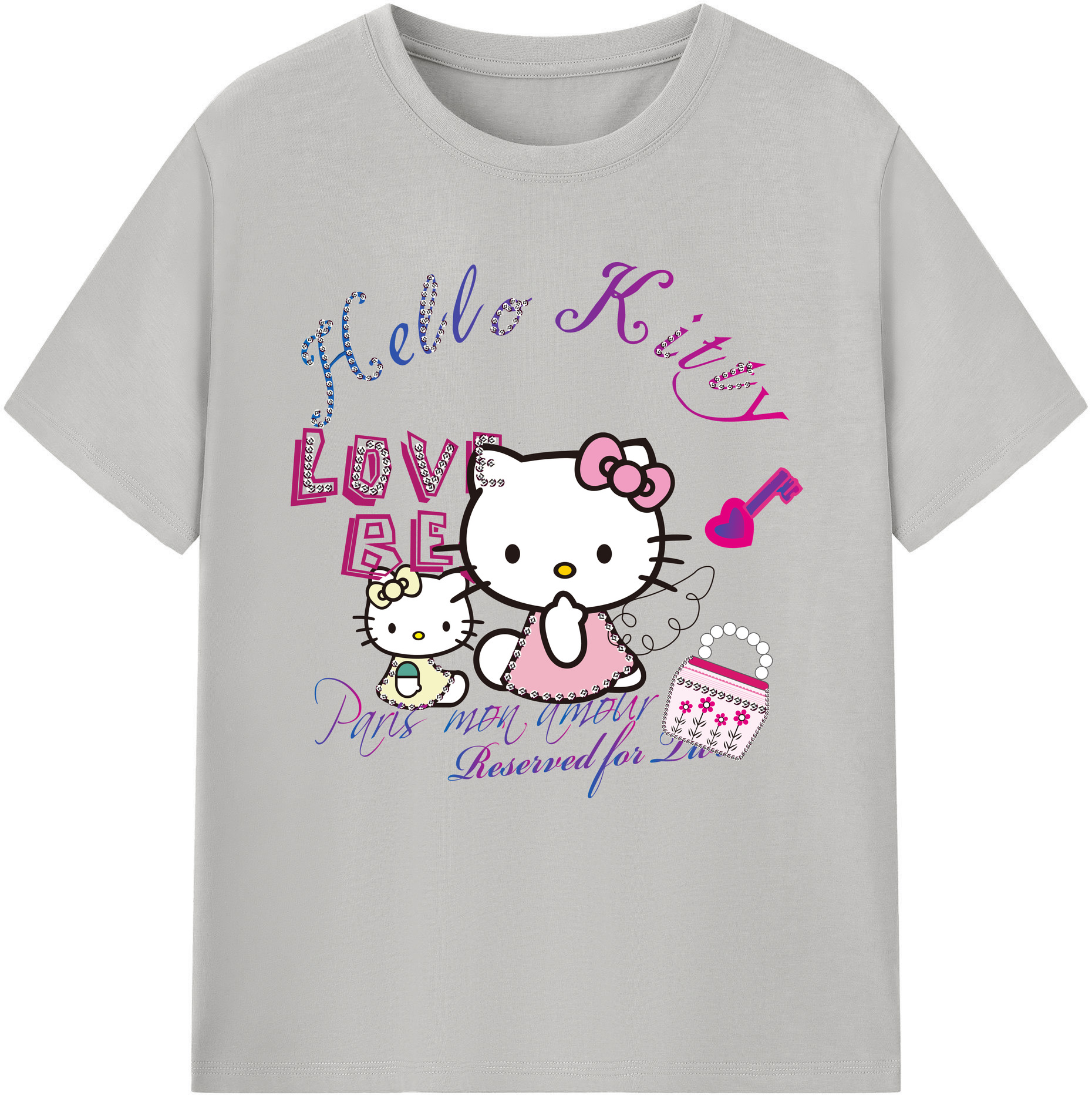 （画像用） Hello Kitty ハローキティ 綿100％半袖Tシャツ（フロントプリント）