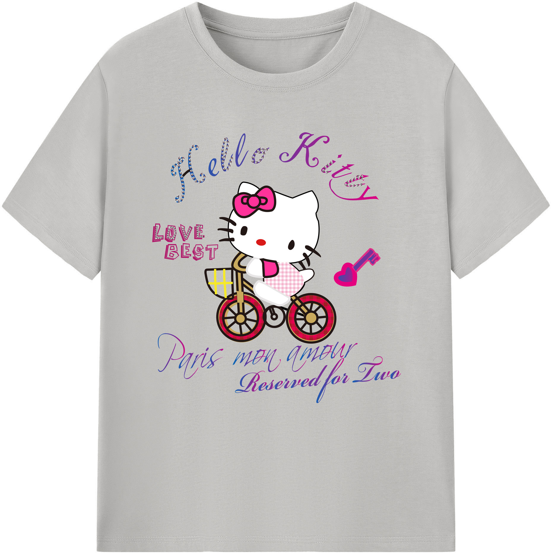 （画像用） Hello Kitty ハローキティ 綿100％半袖Tシャツ（フロントプリント）