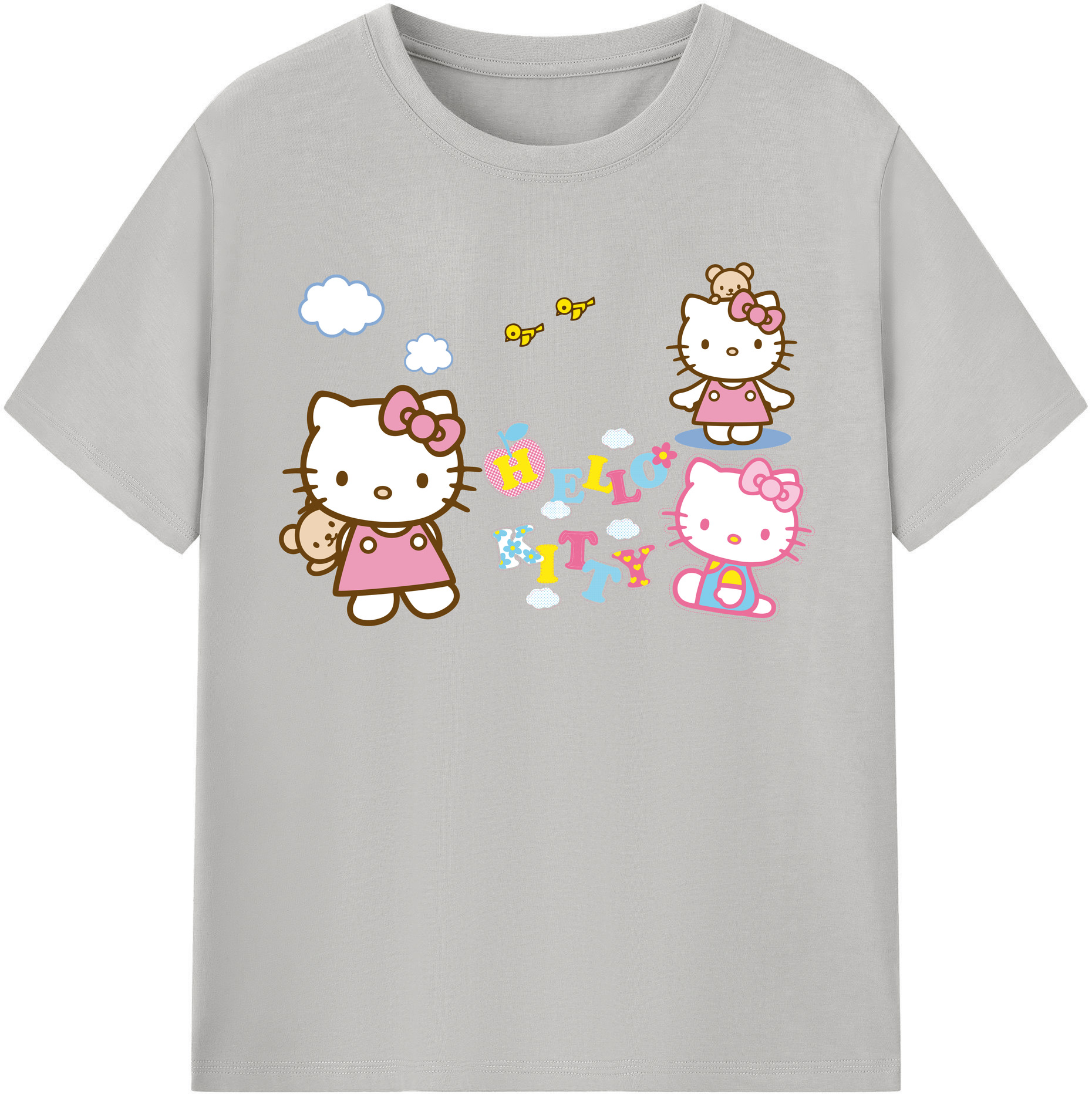 （画像用） Hello Kitty ハローキティ 綿100％半袖Tシャツ（フロントプリント）