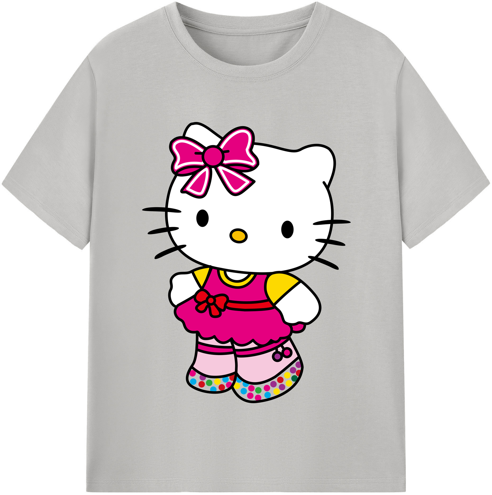 （画像用） Hello Kitty ハローキティ 綿100％半袖Tシャツ（フロントプリント）