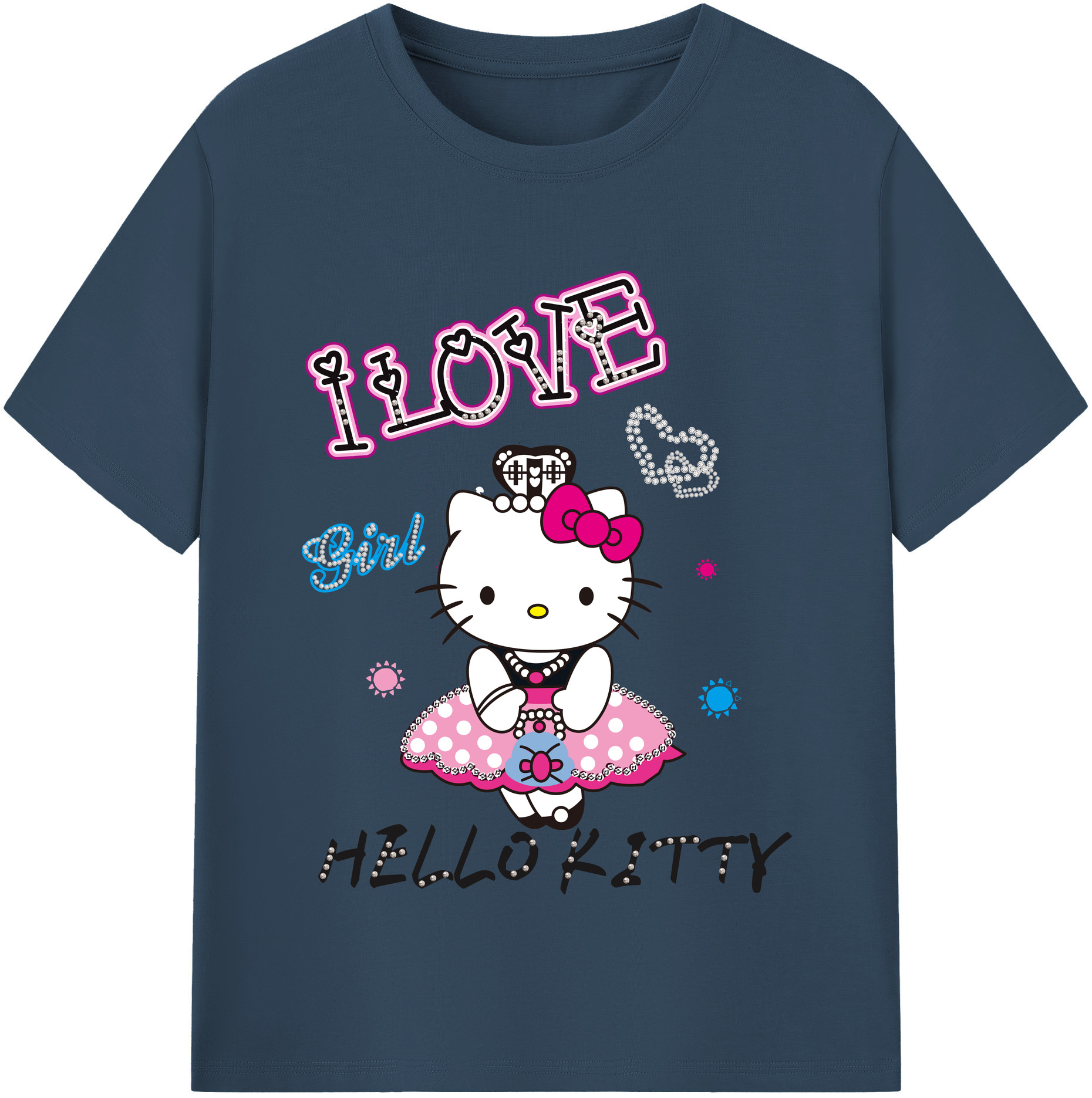 （画像用） Hello Kitty ハローキティ 綿100％半袖Tシャツ（フロントプリント）