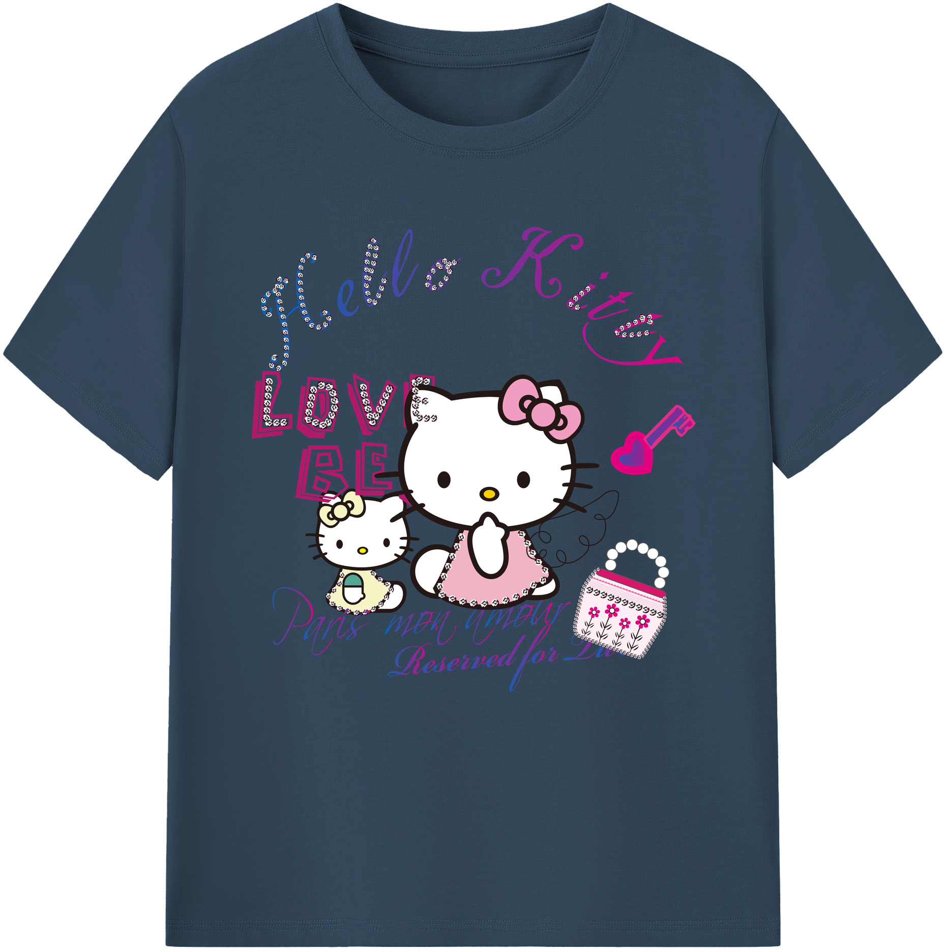 （画像用） Hello Kitty ハローキティ 綿100％半袖Tシャツ（フロントプリント）
