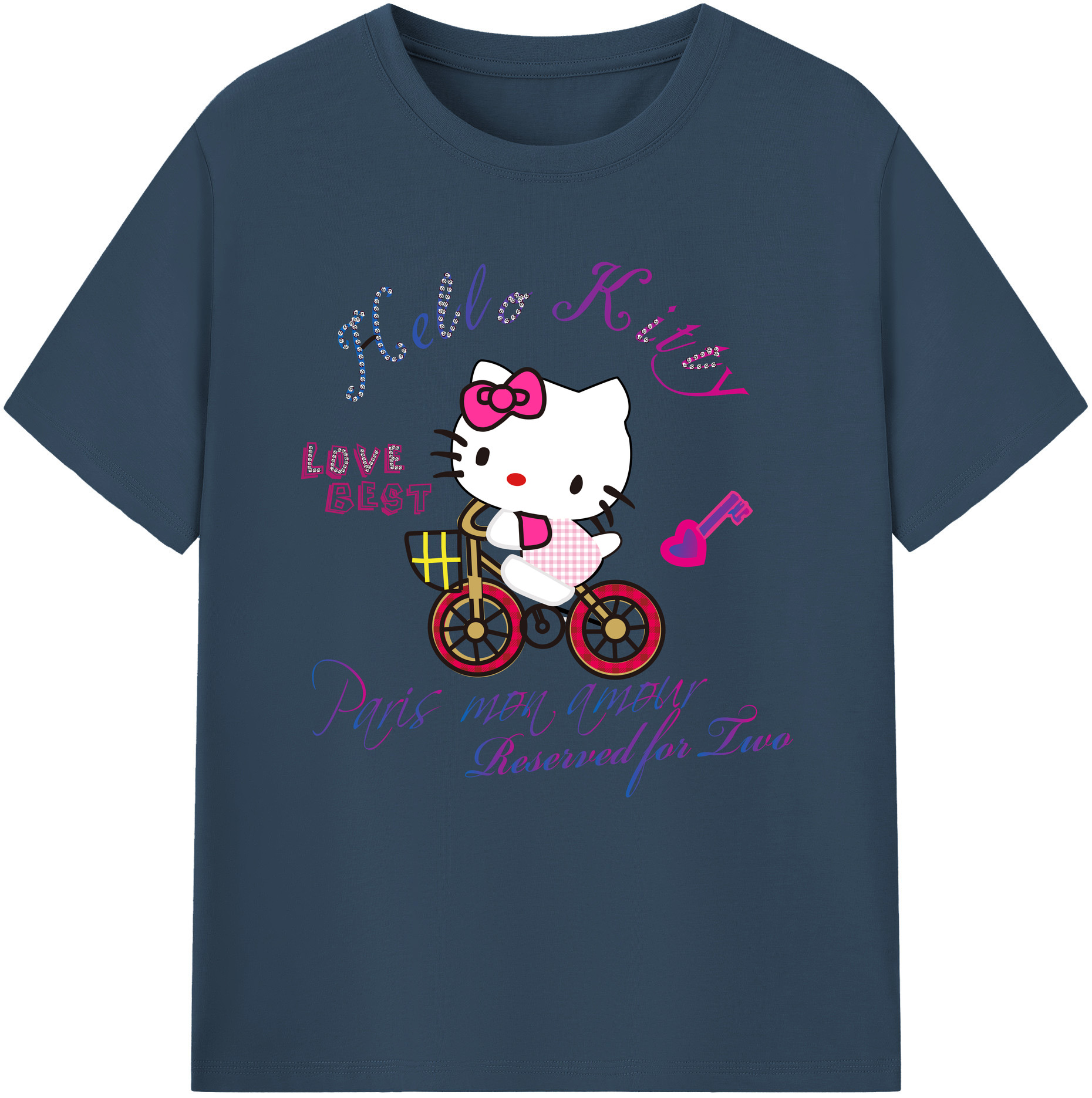（画像用） Hello Kitty ハローキティ 綿100％半袖Tシャツ（フロントプリント）