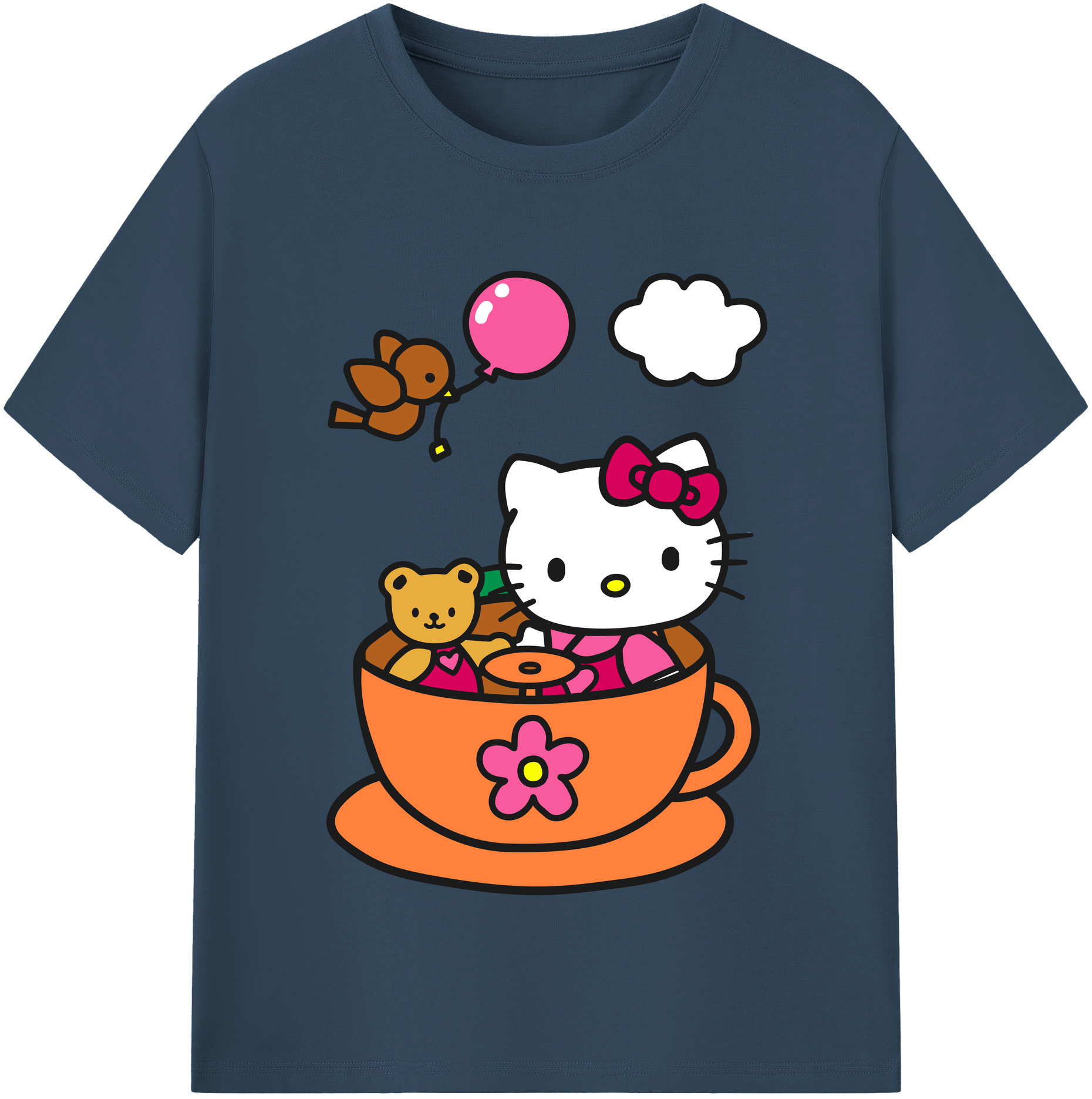 （画像用） Hello Kitty ハローキティ 綿100％半袖Tシャツ（フロントプリント）