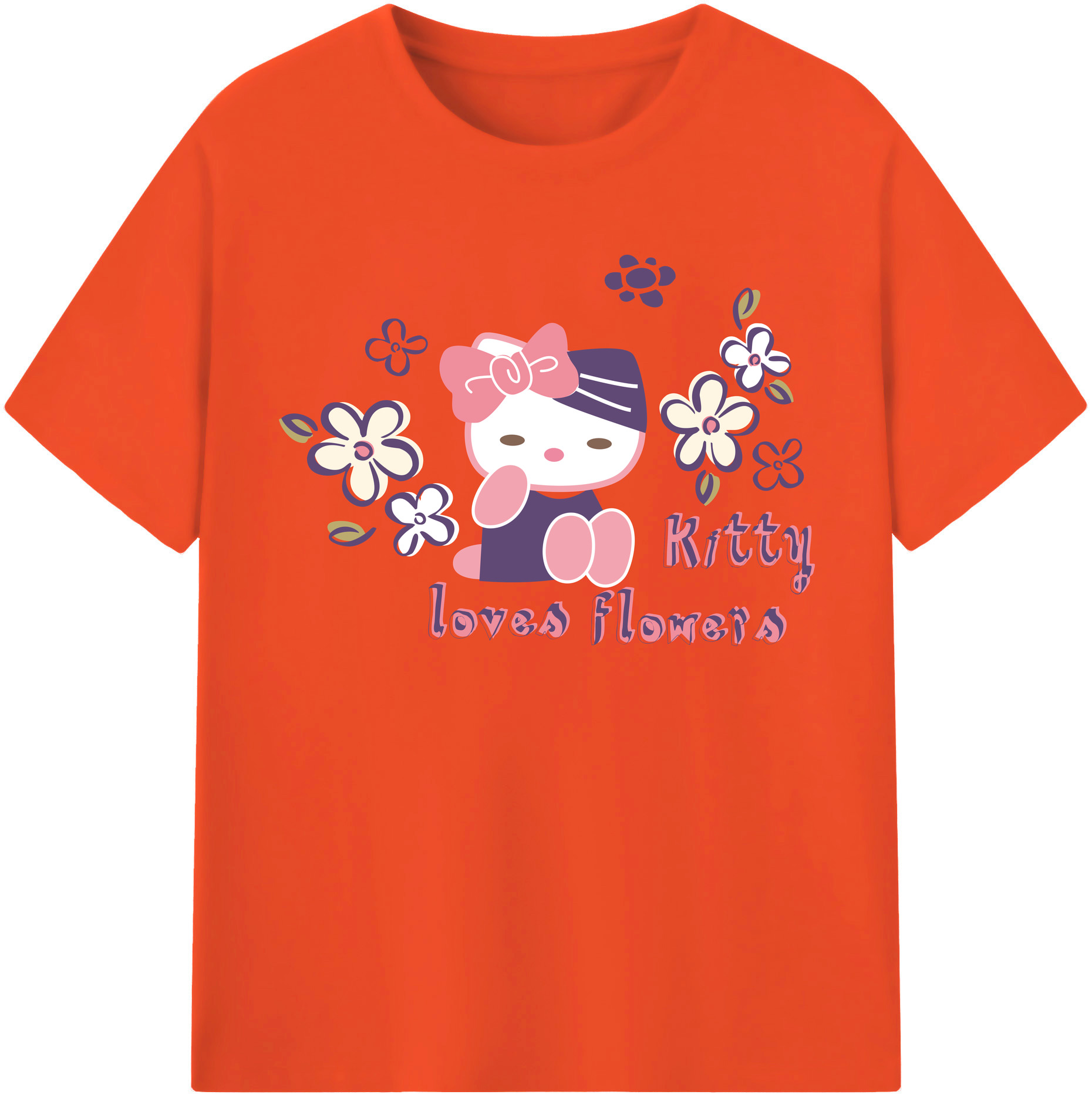 （画像用） Hello Kitty ハローキティ 綿100％半袖Tシャツ（フロントプリント）
