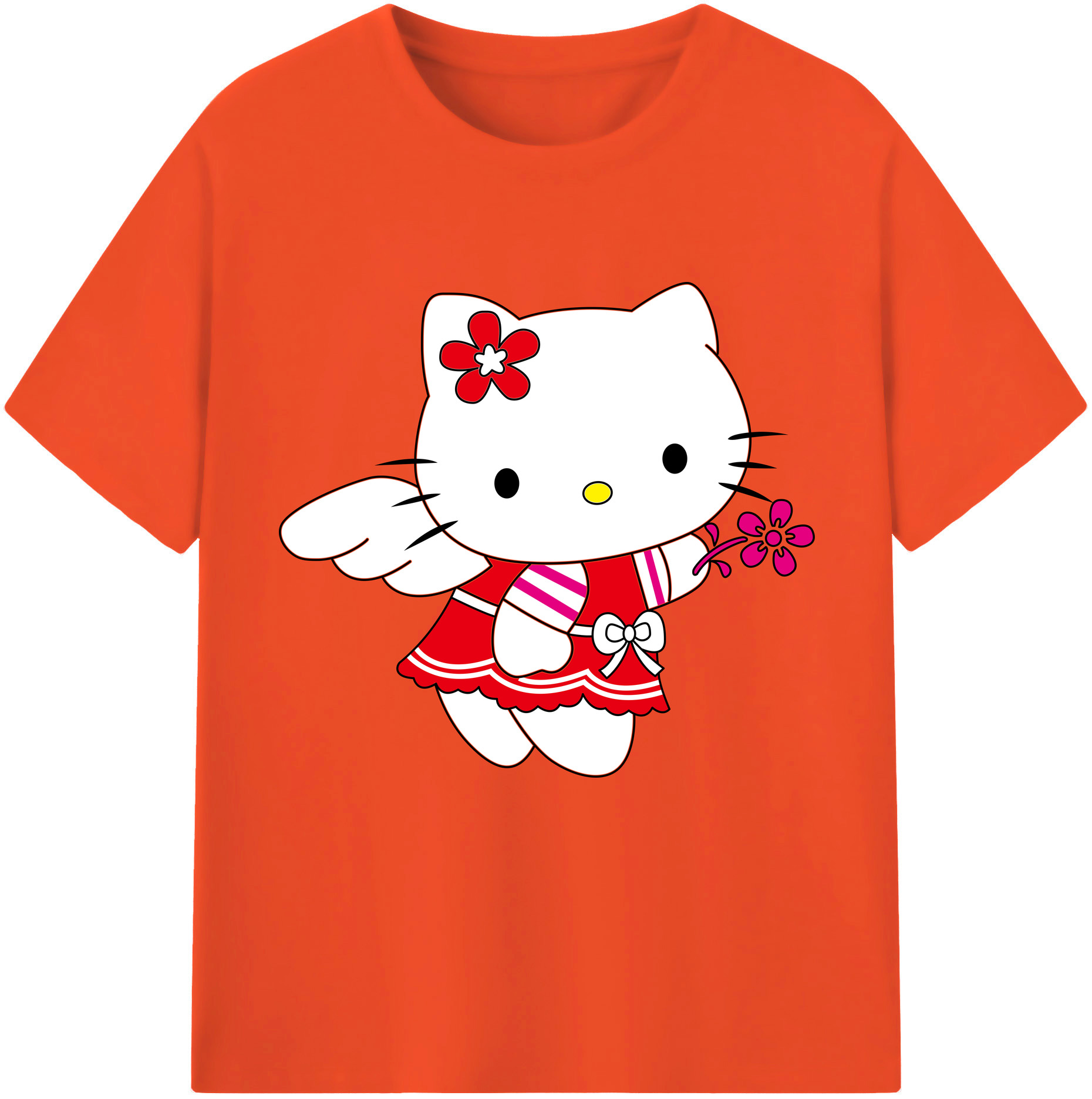 （画像用） Hello Kitty ハローキティ 綿100％半袖Tシャツ（フロントプリント）