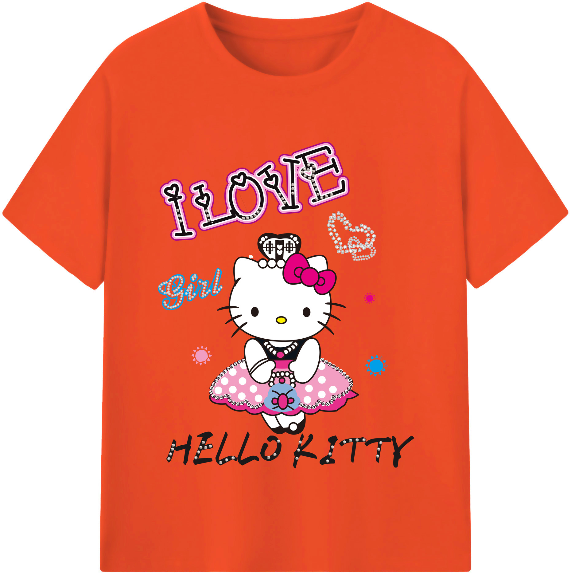 （画像用） Hello Kitty ハローキティ 綿100％半袖Tシャツ（フロントプリント）