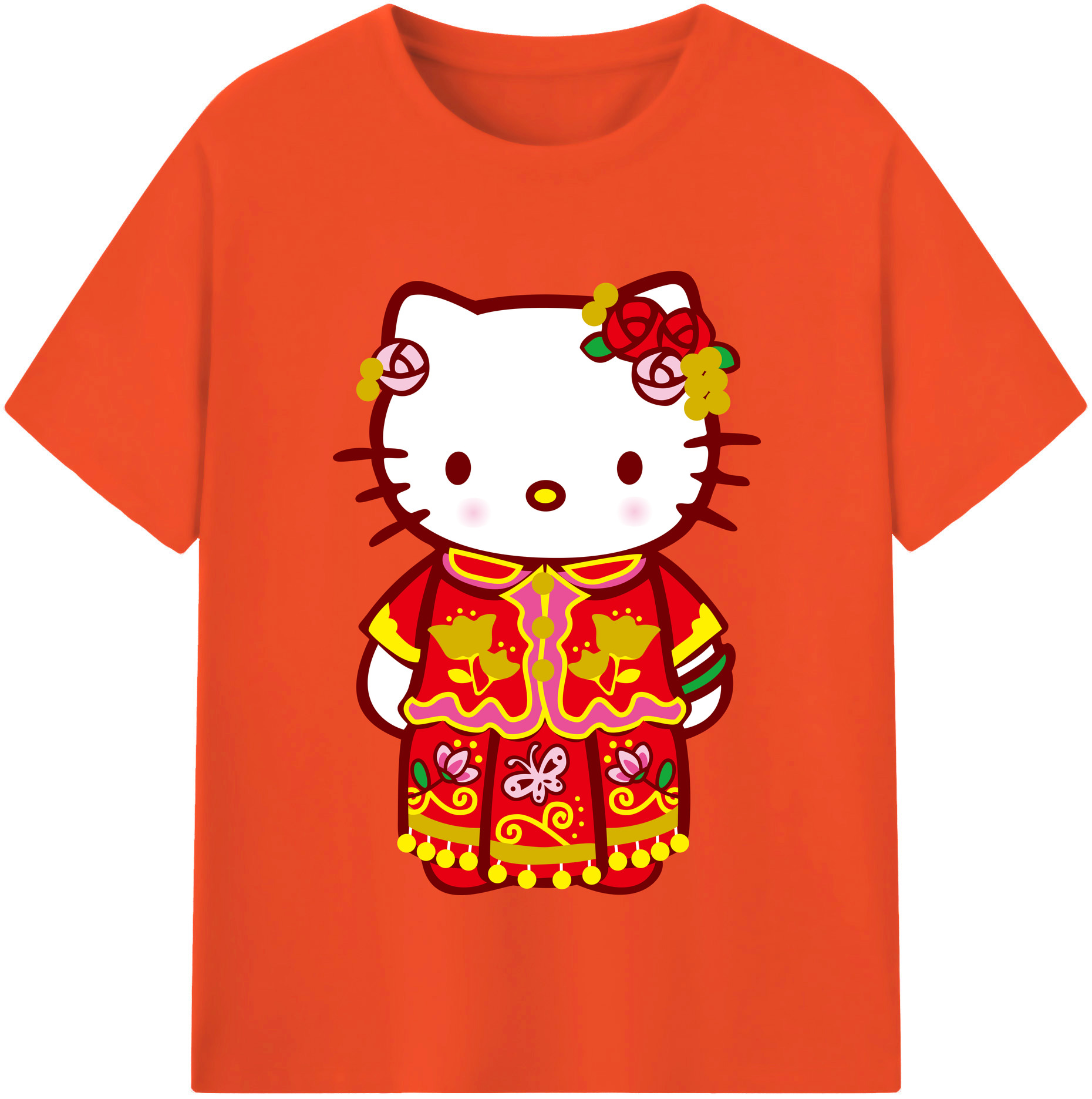 （画像用） Hello Kitty ハローキティ 綿100％半袖Tシャツ（フロントプリント）