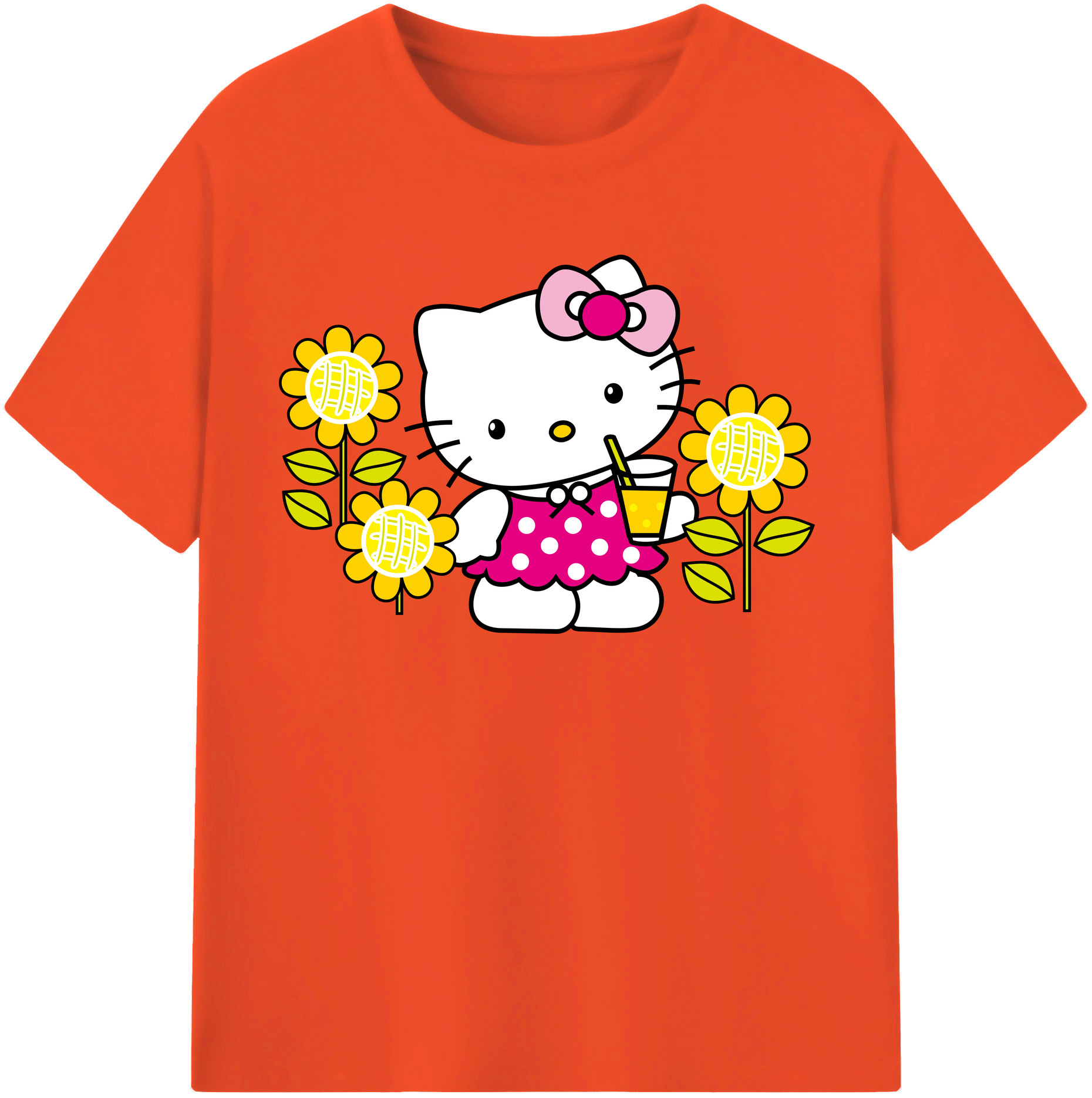 （画像用） Hello Kitty ハローキティ 綿100％半袖Tシャツ（フロントプリント）