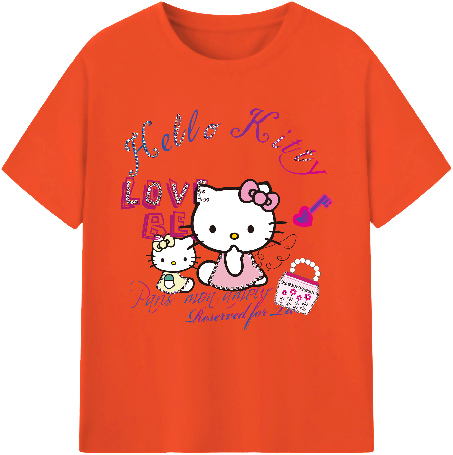 （画像用） Hello Kitty ハローキティ 綿100％半袖Tシャツ（フロントプリント）
