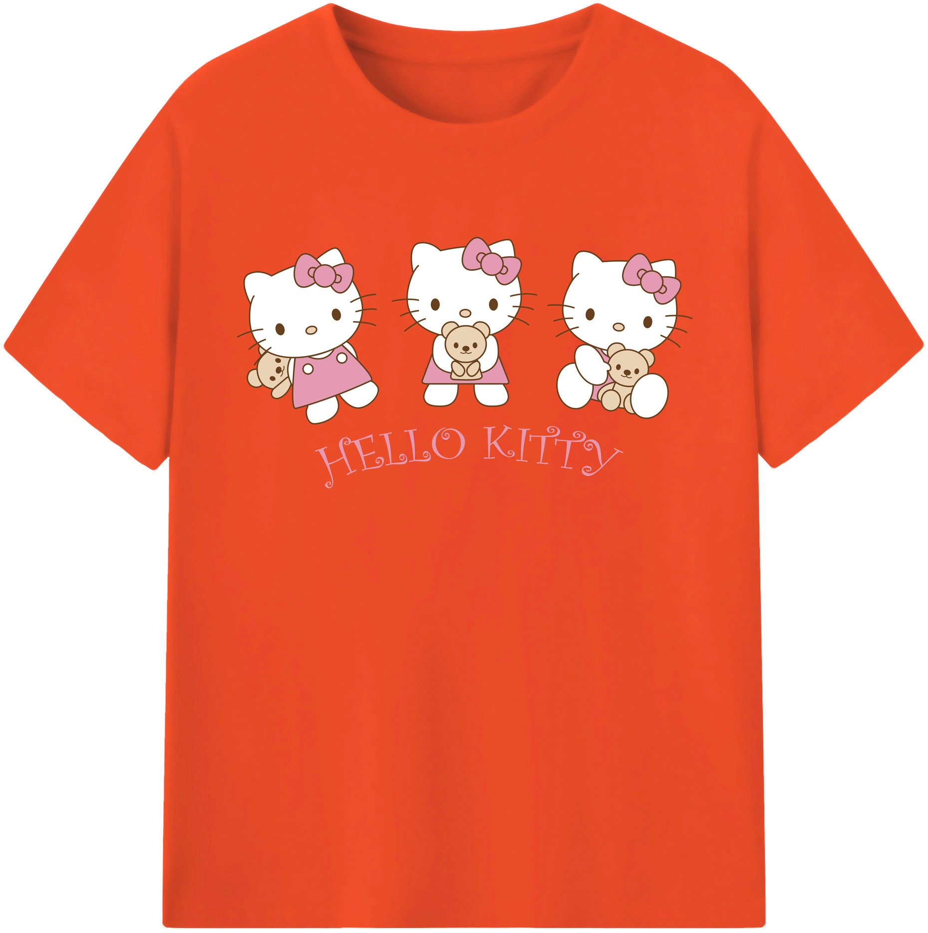 （画像用） Hello Kitty ハローキティ 綿100％半袖Tシャツ（フロントプリント）