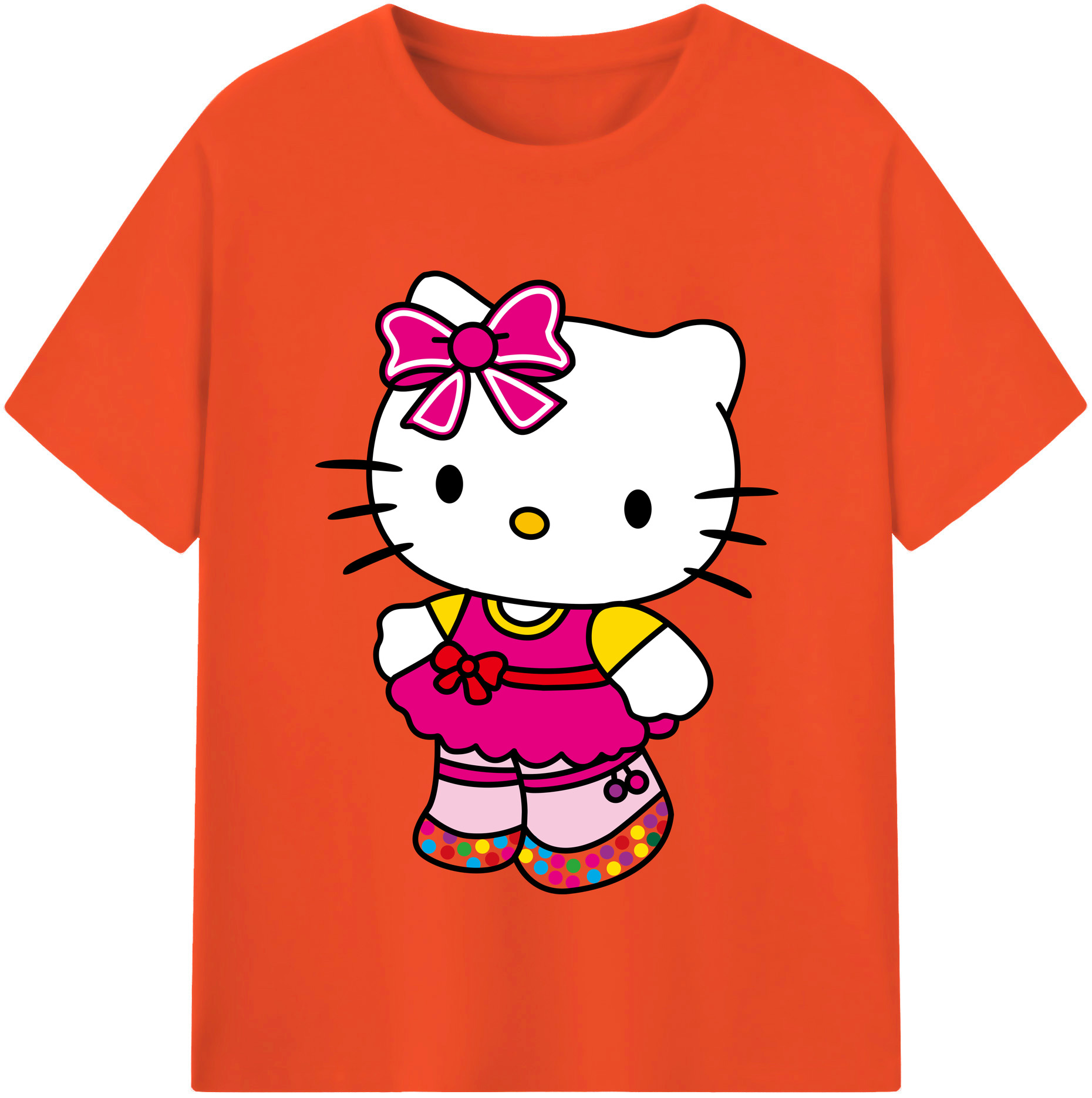 （画像用） Hello Kitty ハローキティ 綿100％半袖Tシャツ（フロントプリント）