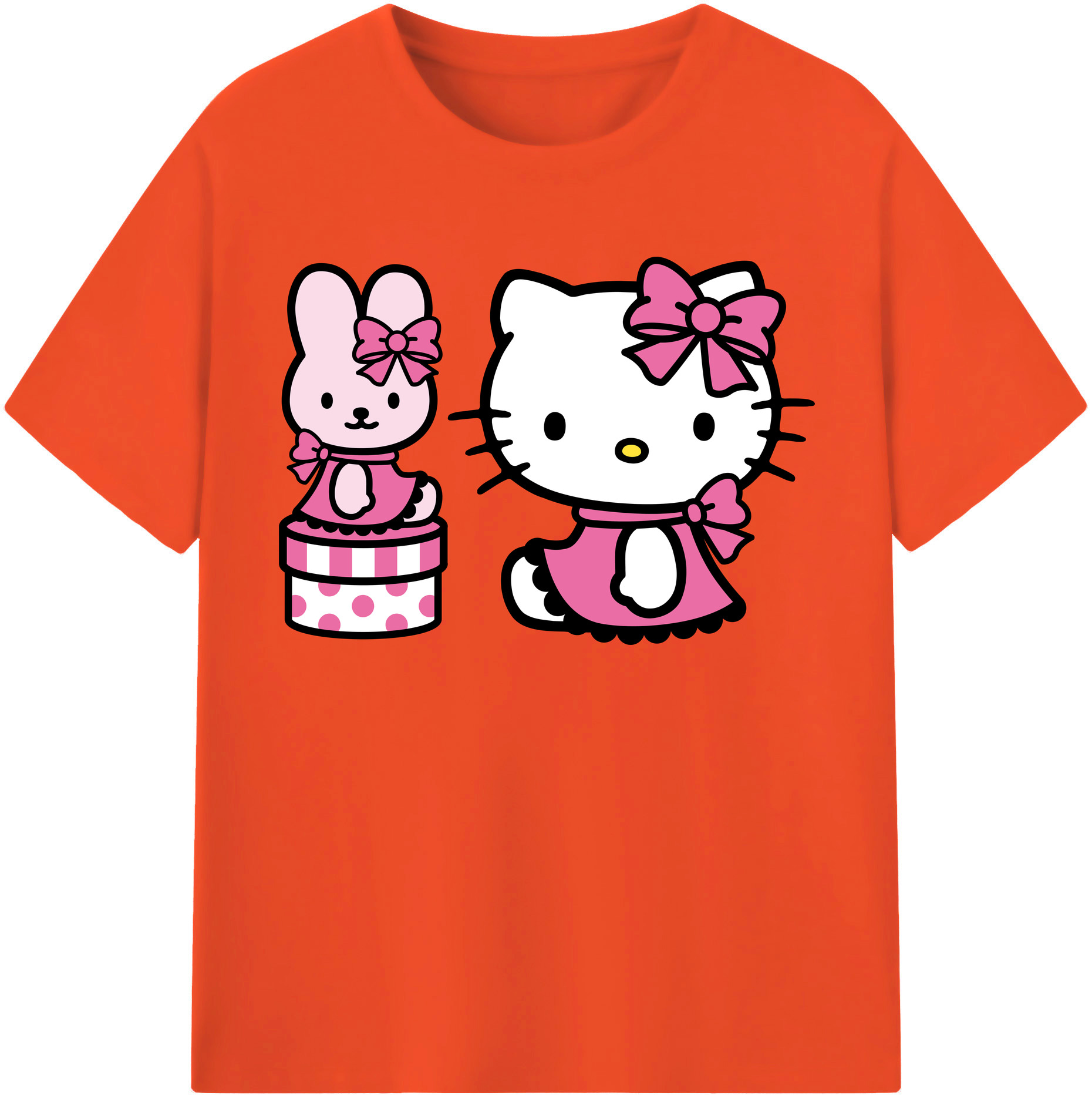 （画像用） Hello Kitty ハローキティ 綿100％半袖Tシャツ（フロントプリント）