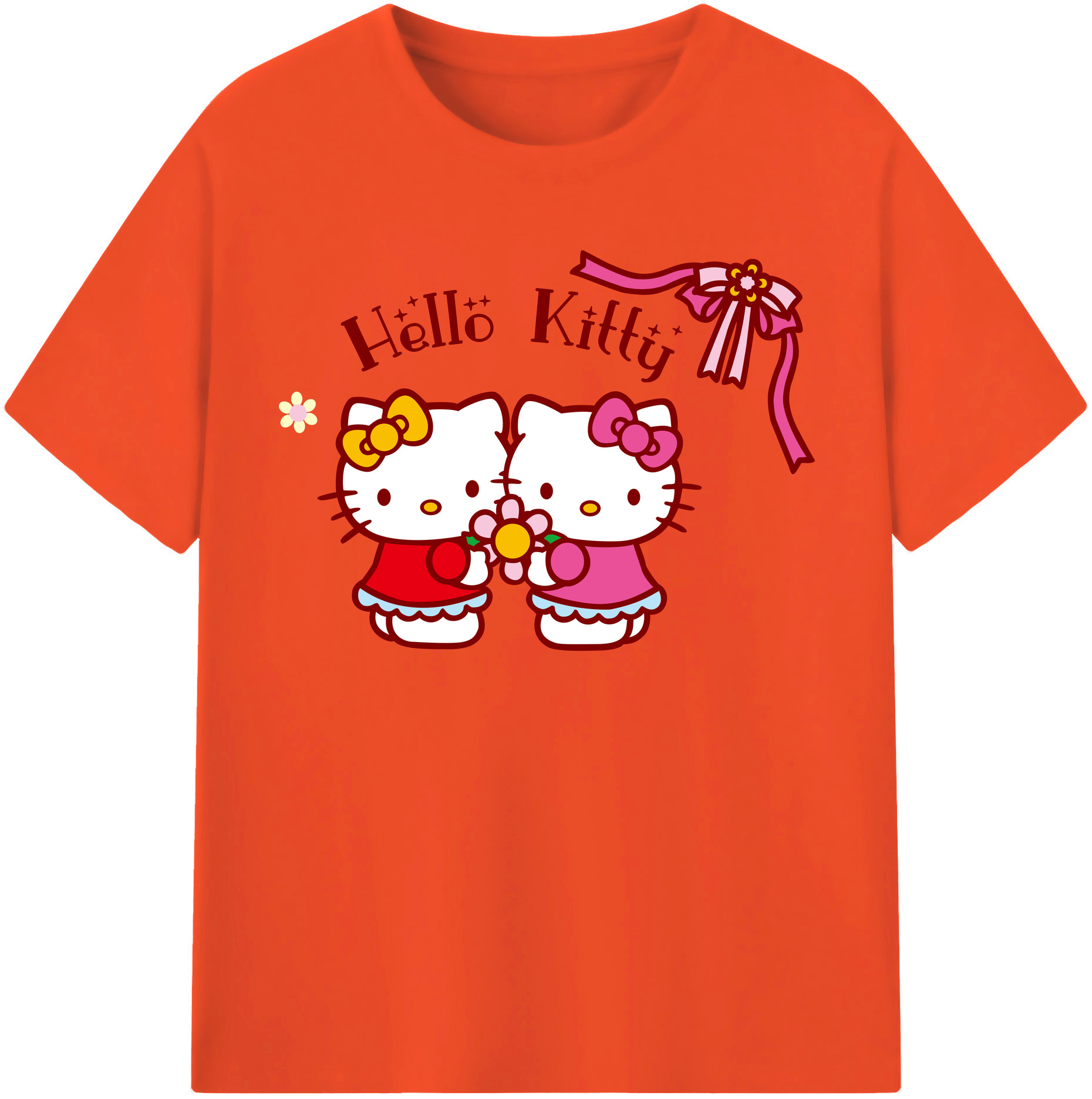 （画像用） Hello Kitty ハローキティ 綿100％半袖Tシャツ（フロントプリント）