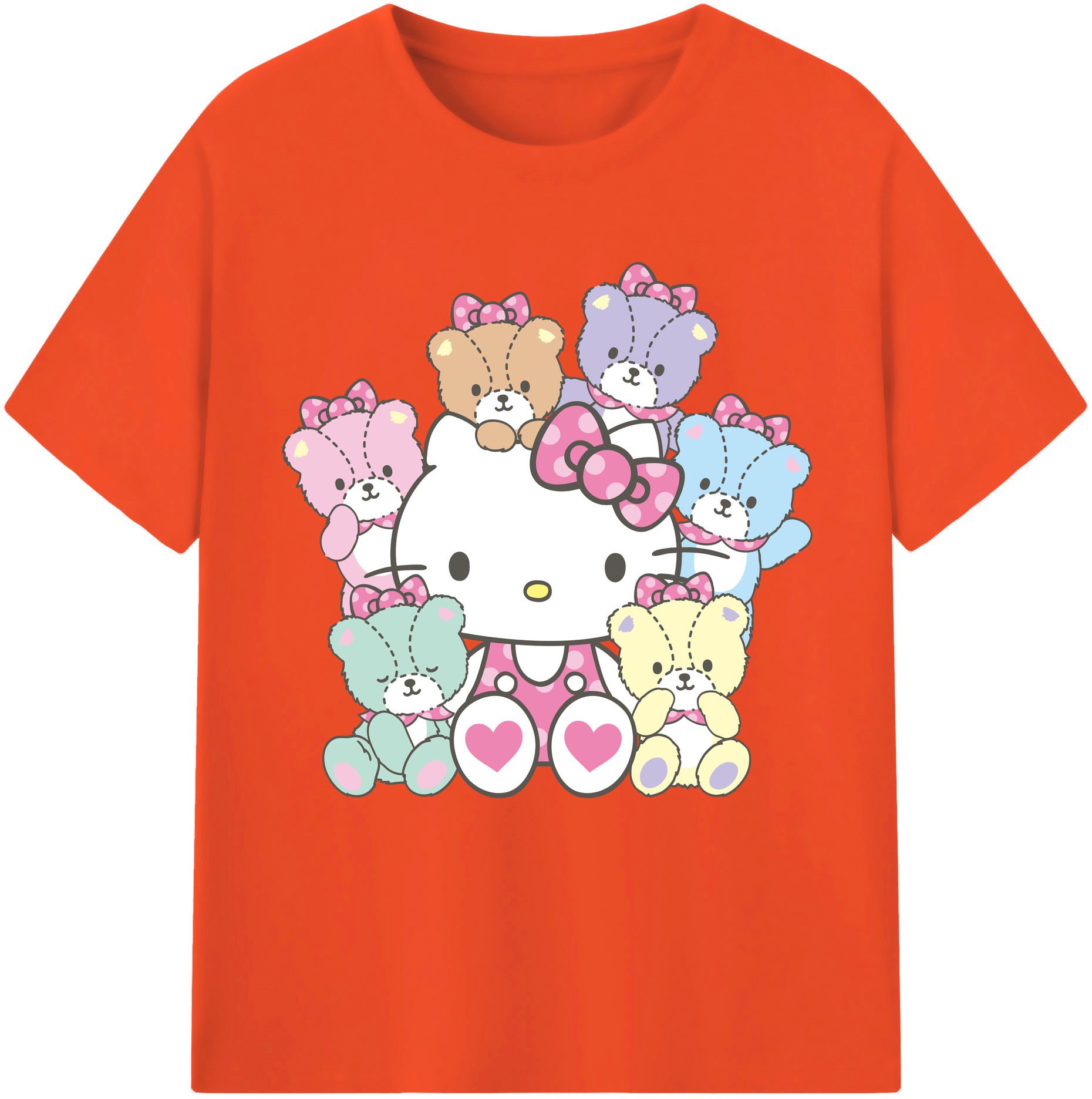 （画像用） Hello Kitty ハローキティ 綿100％半袖Tシャツ（フロントプリント）