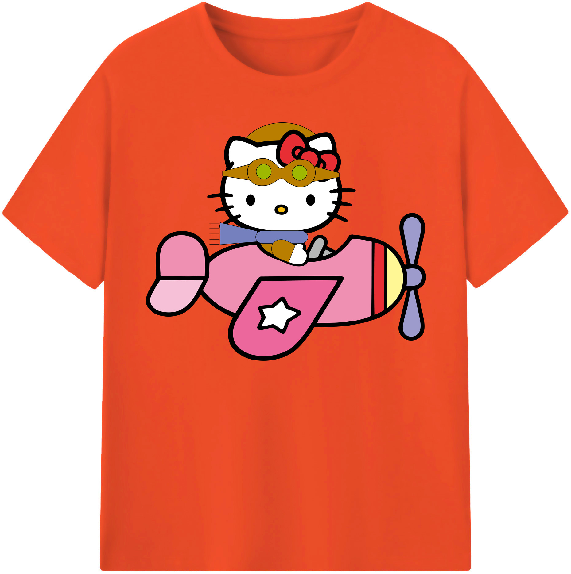 （画像用） Hello Kitty ハローキティ 綿100％半袖Tシャツ（フロントプリント）