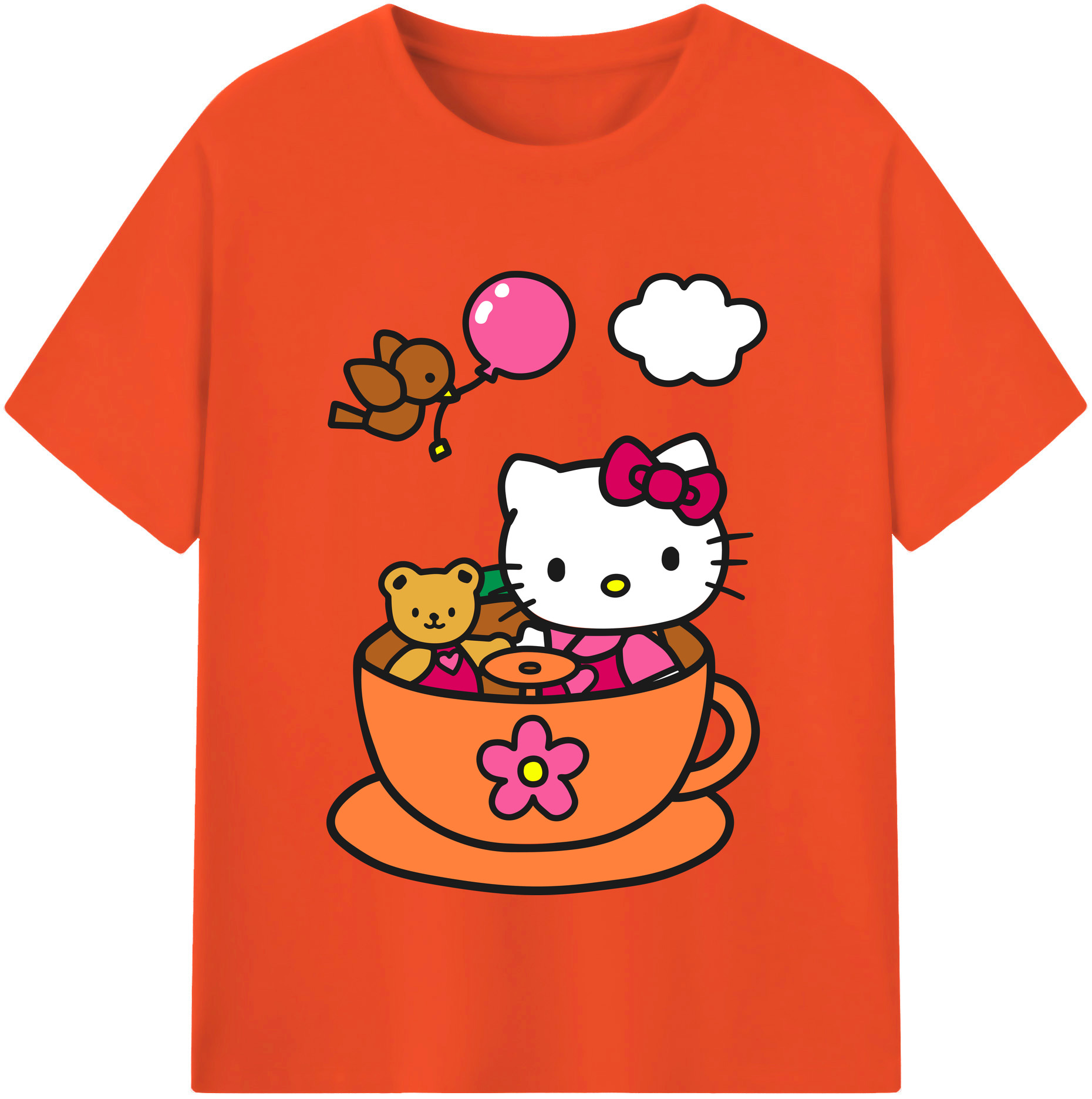 （画像用） Hello Kitty ハローキティ 綿100％半袖Tシャツ（フロントプリント）