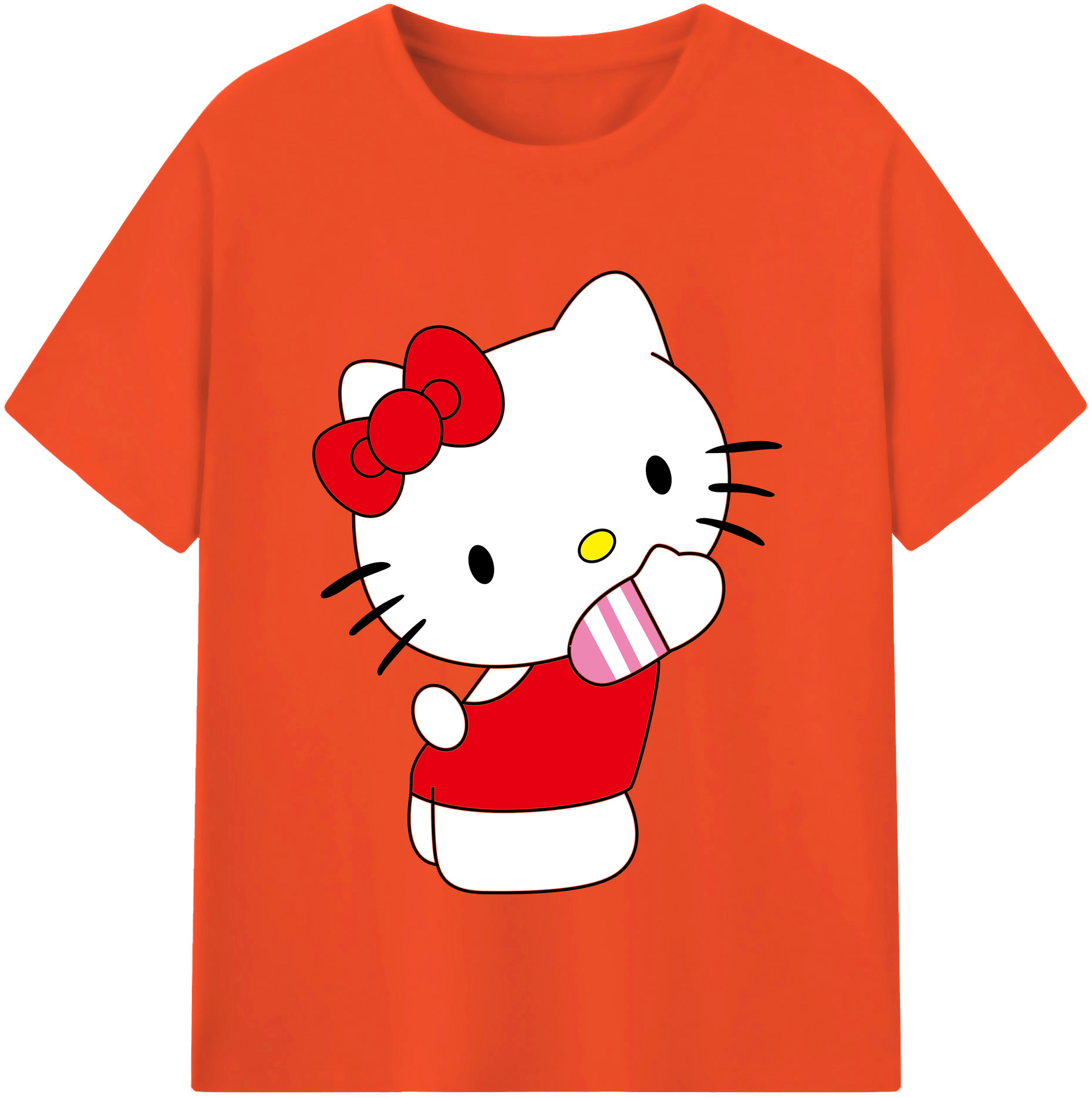 （画像用） Hello Kitty ハローキティ 綿100％半袖Tシャツ（フロントプリント）