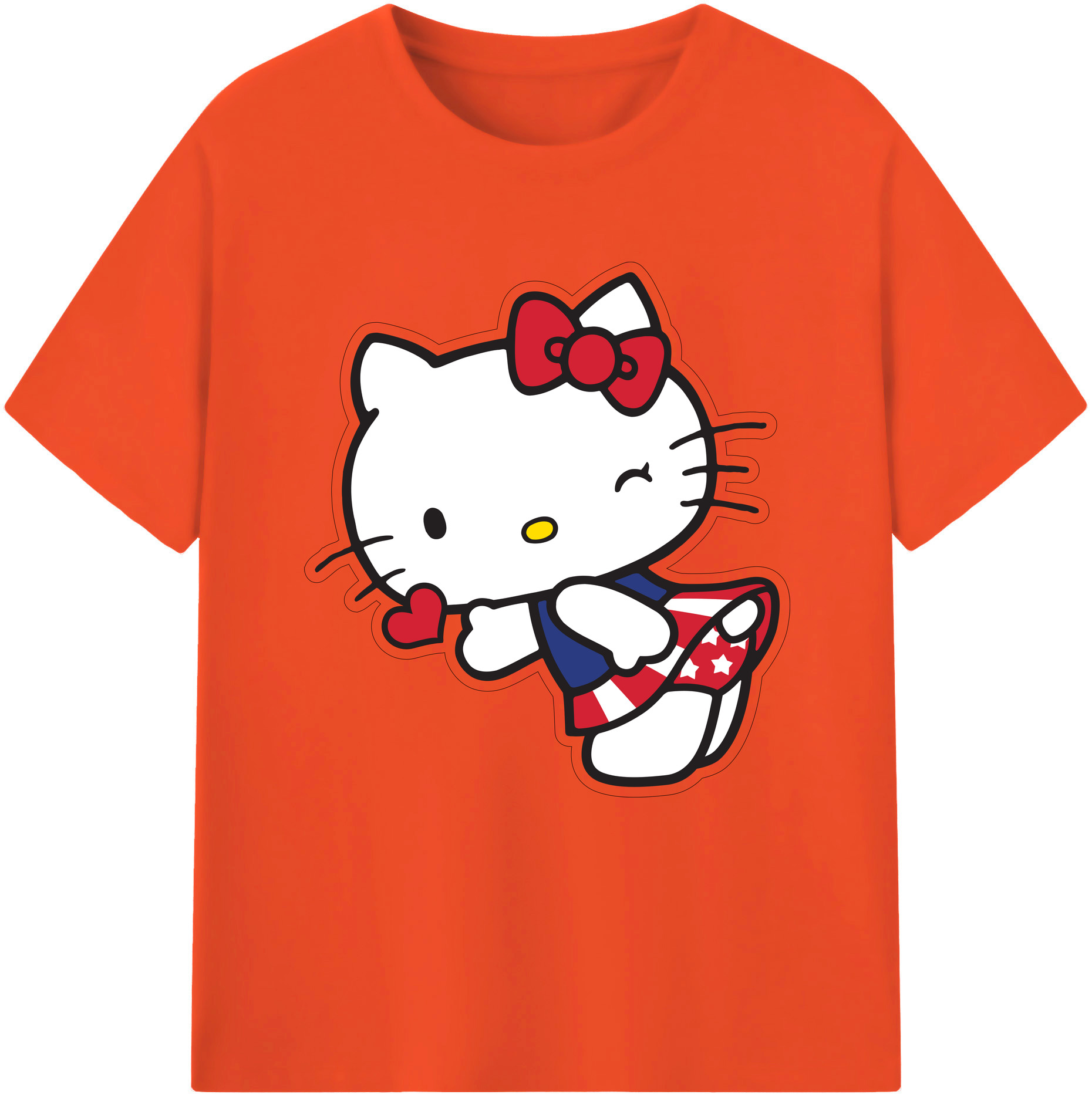 （画像用） Hello Kitty ハローキティ 綿100％半袖Tシャツ（フロントプリント）