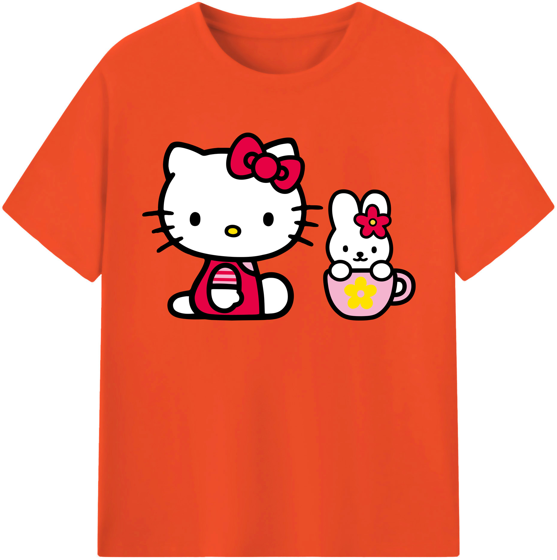 （画像用） Hello Kitty ハローキティ 綿100％半袖Tシャツ（フロントプリント）