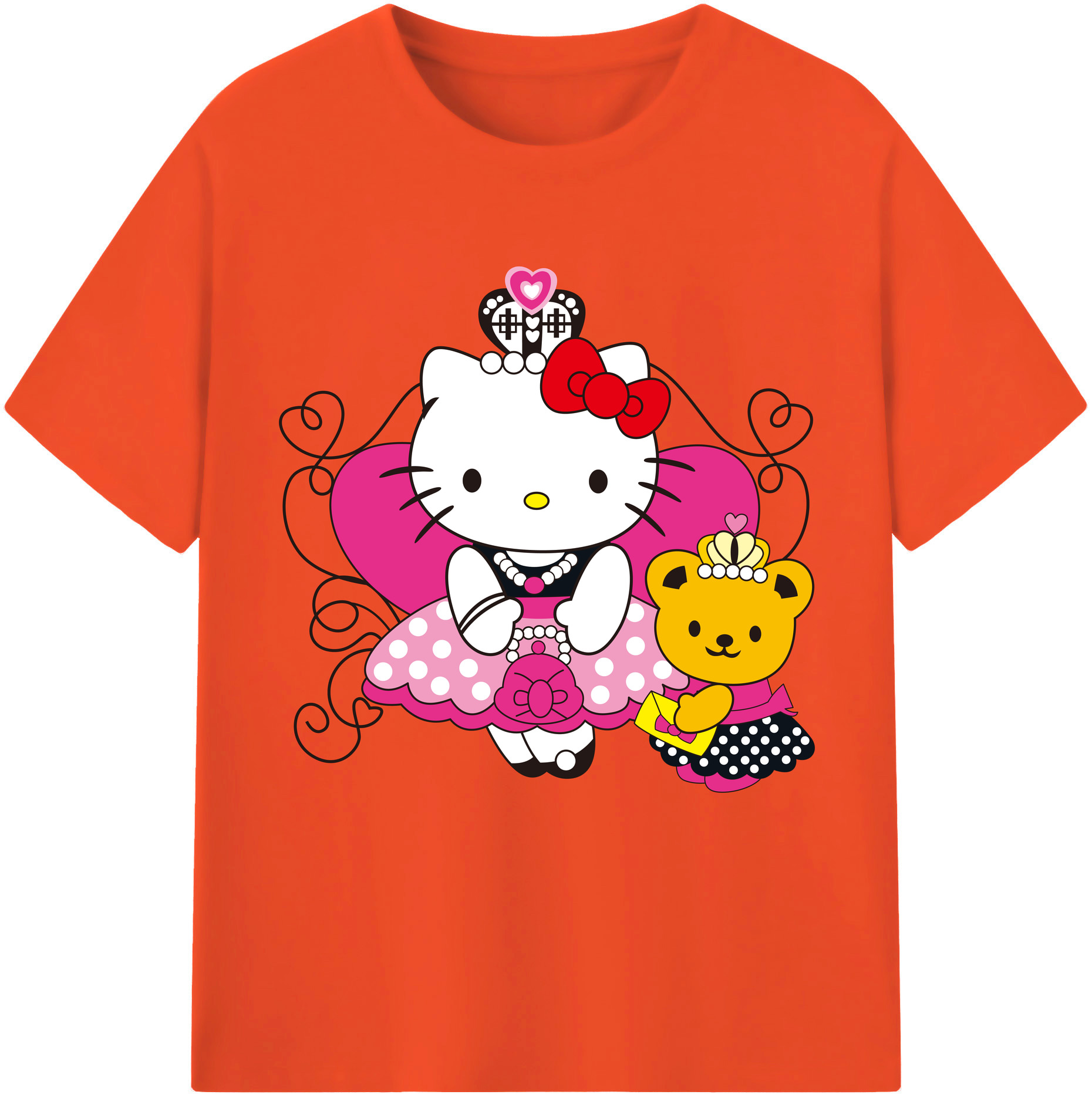 （画像用） Hello Kitty ハローキティ 綿100％半袖Tシャツ（フロントプリント）