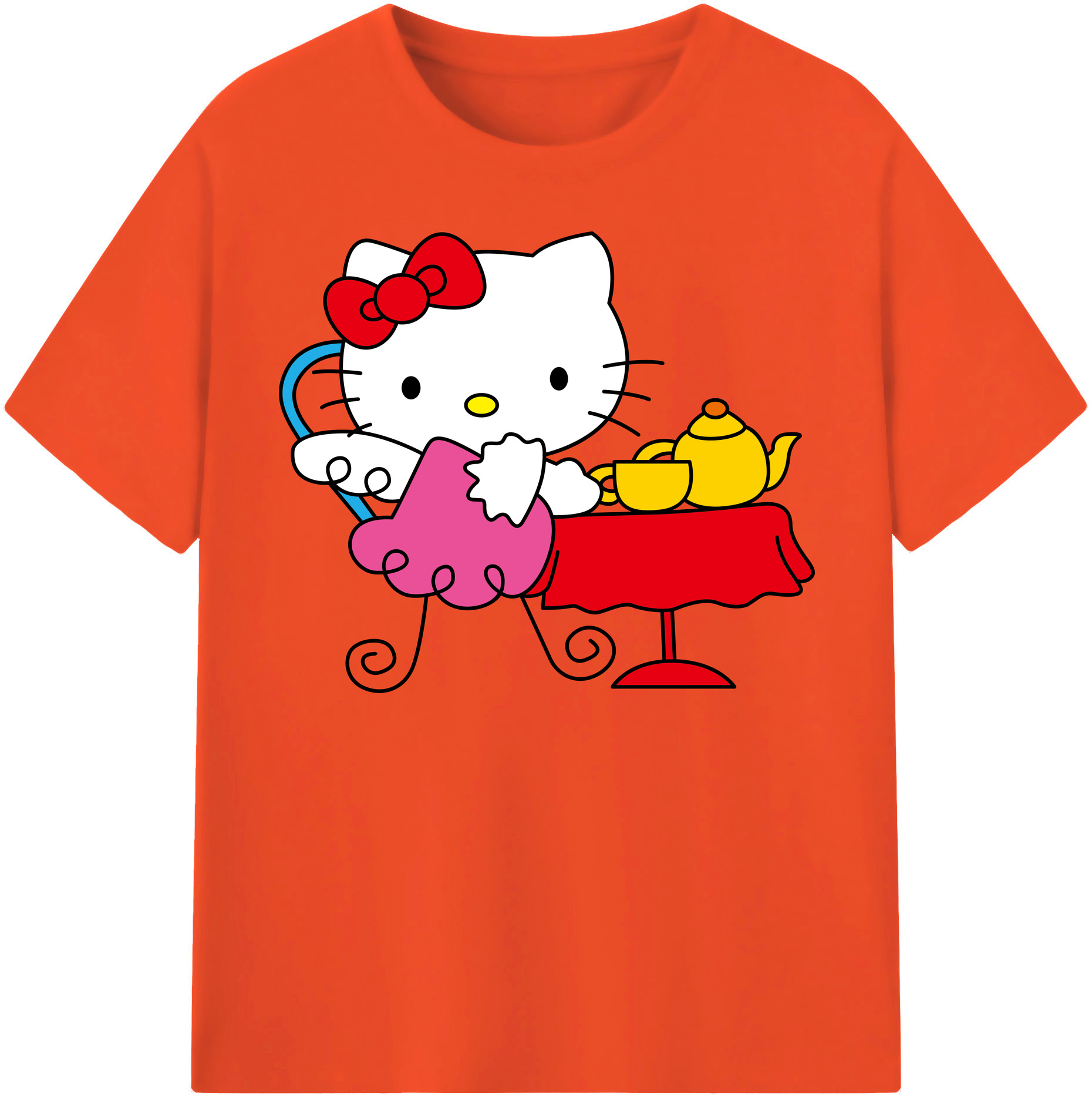 （画像用） Hello Kitty ハローキティ 綿100％半袖Tシャツ（フロントプリント）