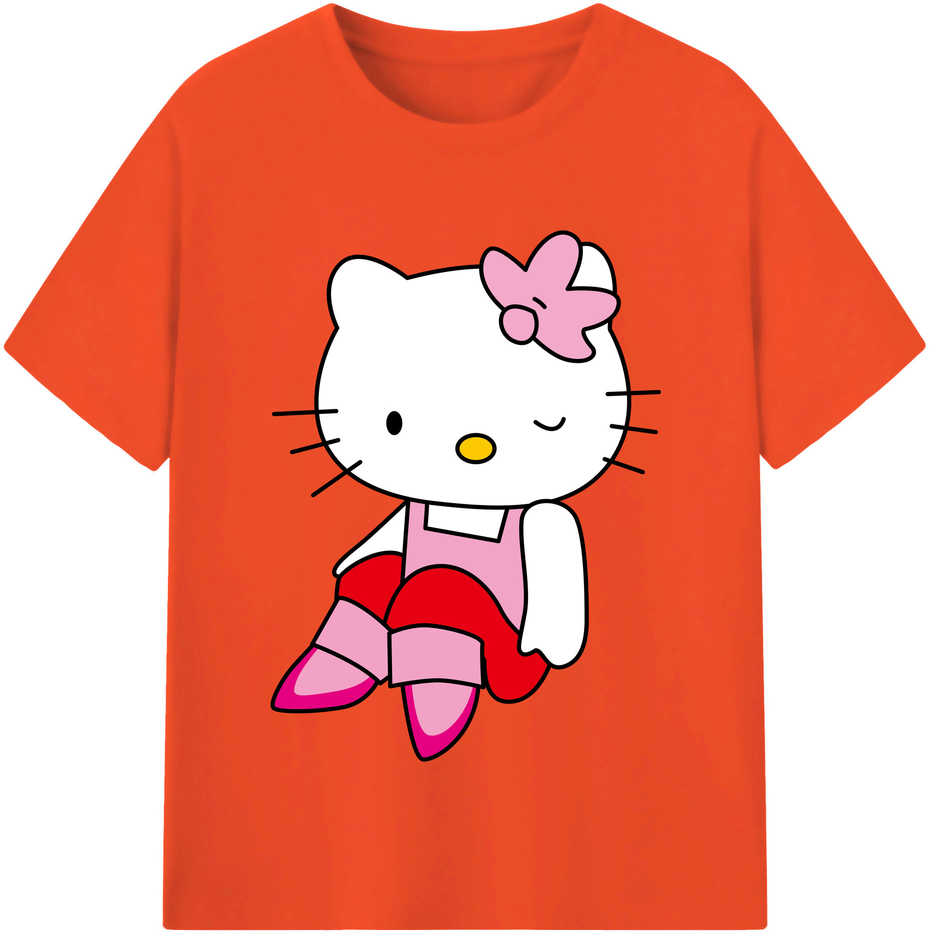 （画像用） Hello Kitty ハローキティ 綿100％半袖Tシャツ（フロントプリント）