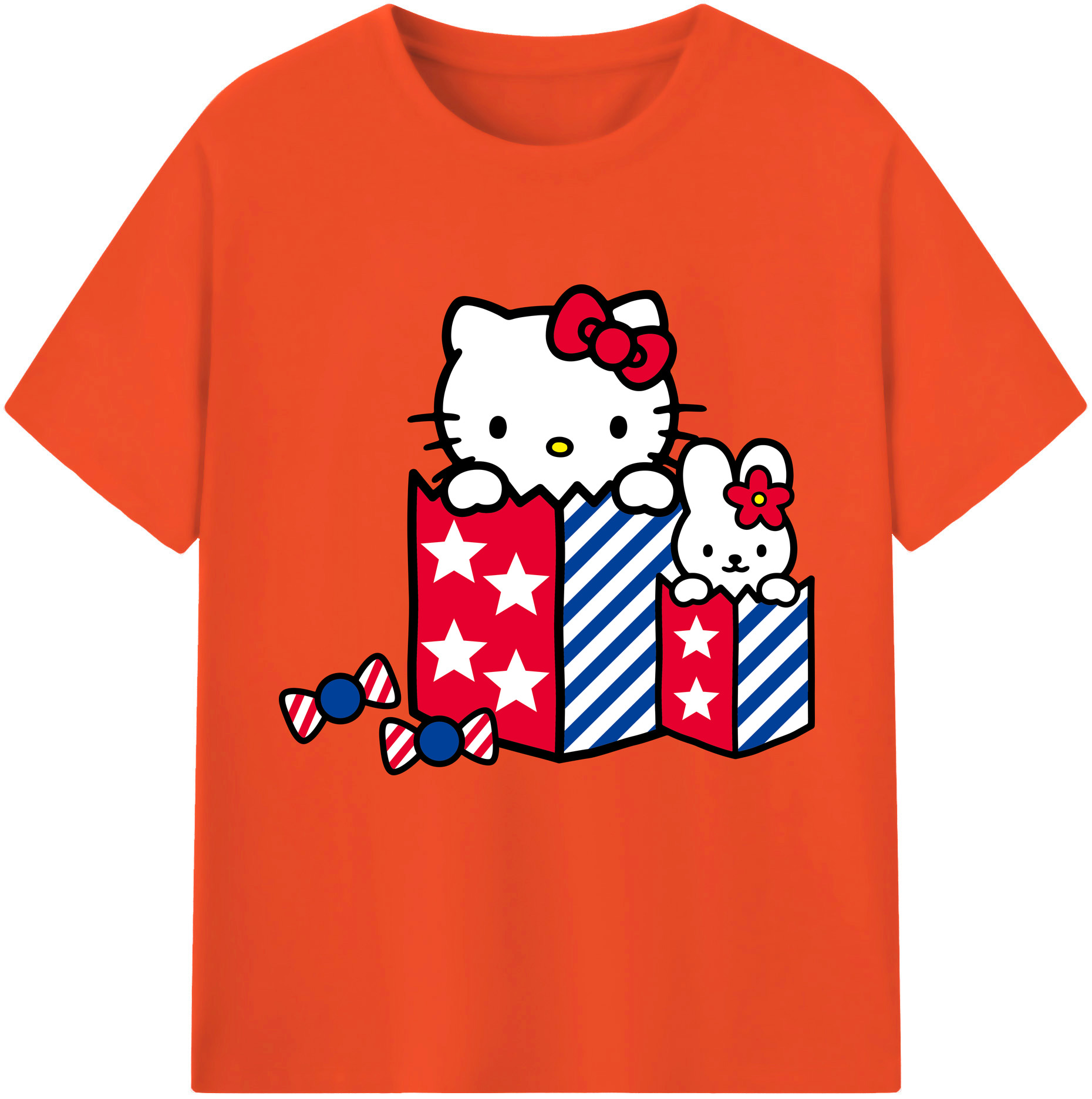 （画像用） Hello Kitty ハローキティ 綿100％半袖Tシャツ（フロントプリント）