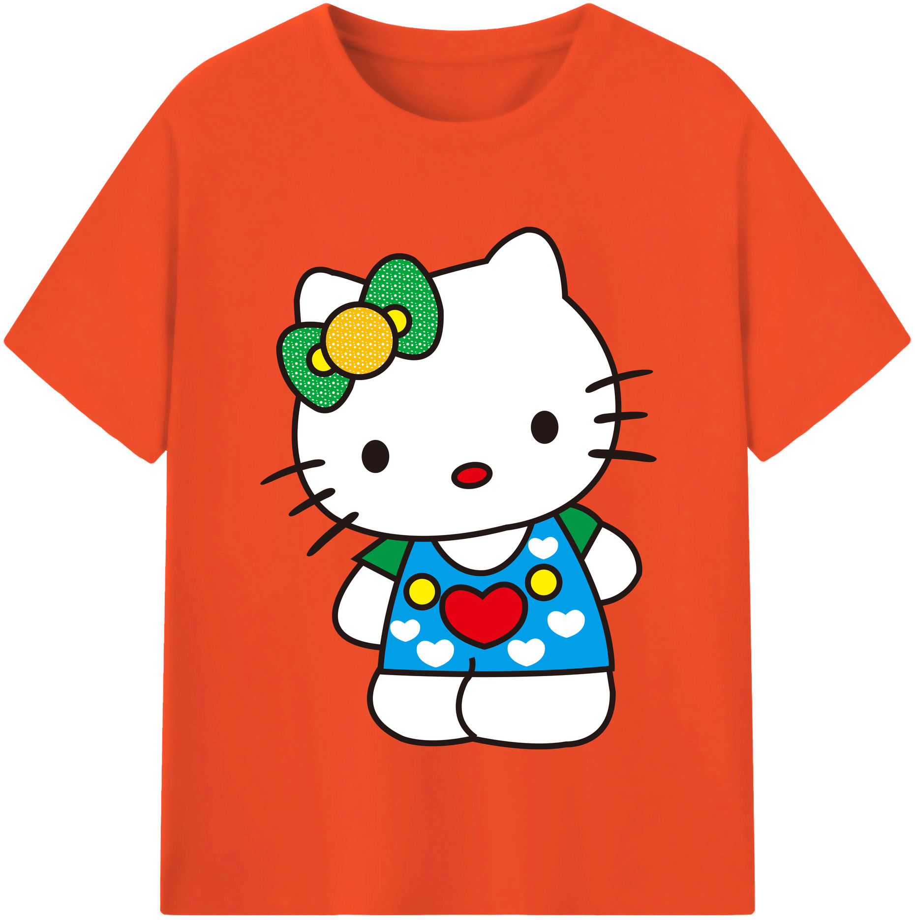 （画像用） Hello Kitty ハローキティ 綿100％半袖Tシャツ（フロントプリント）