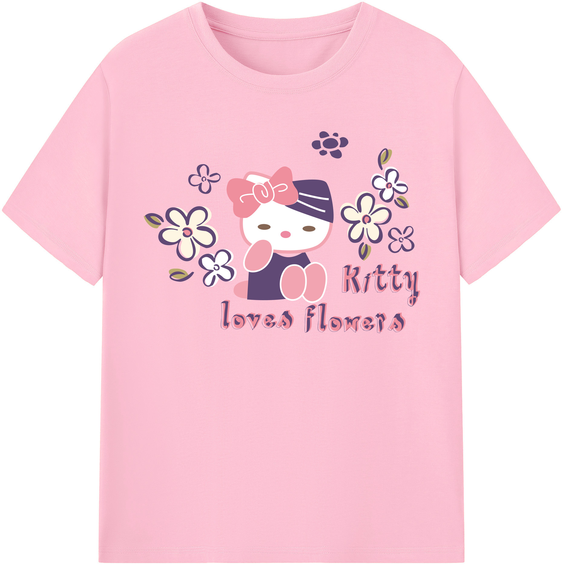 （画像用） Hello Kitty ハローキティ 綿100％半袖Tシャツ（フロントプリント）