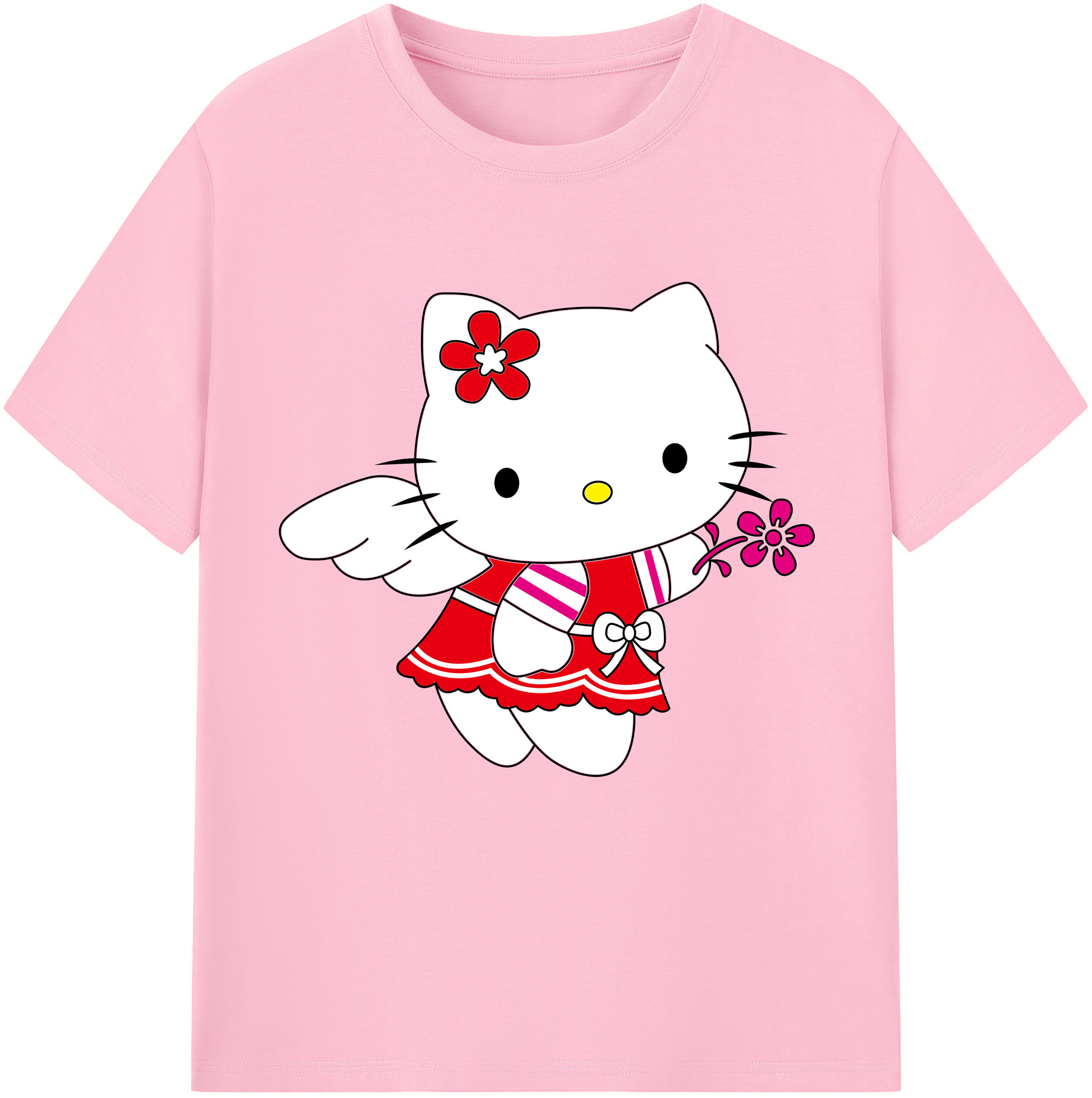 （画像用） Hello Kitty ハローキティ 綿100％半袖Tシャツ（フロントプリント）