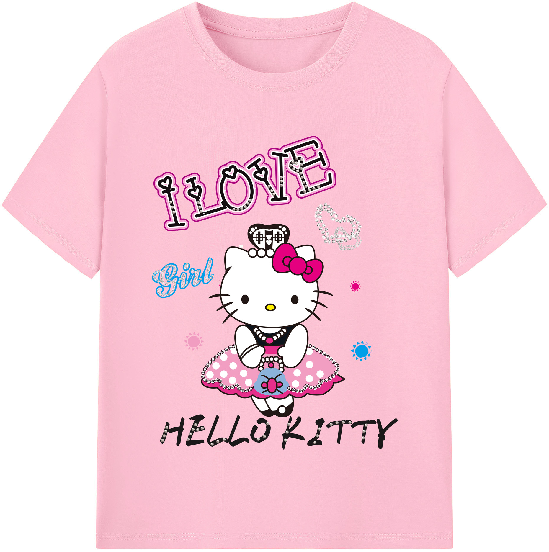 （画像用） Hello Kitty ハローキティ 綿100％半袖Tシャツ（フロントプリント）