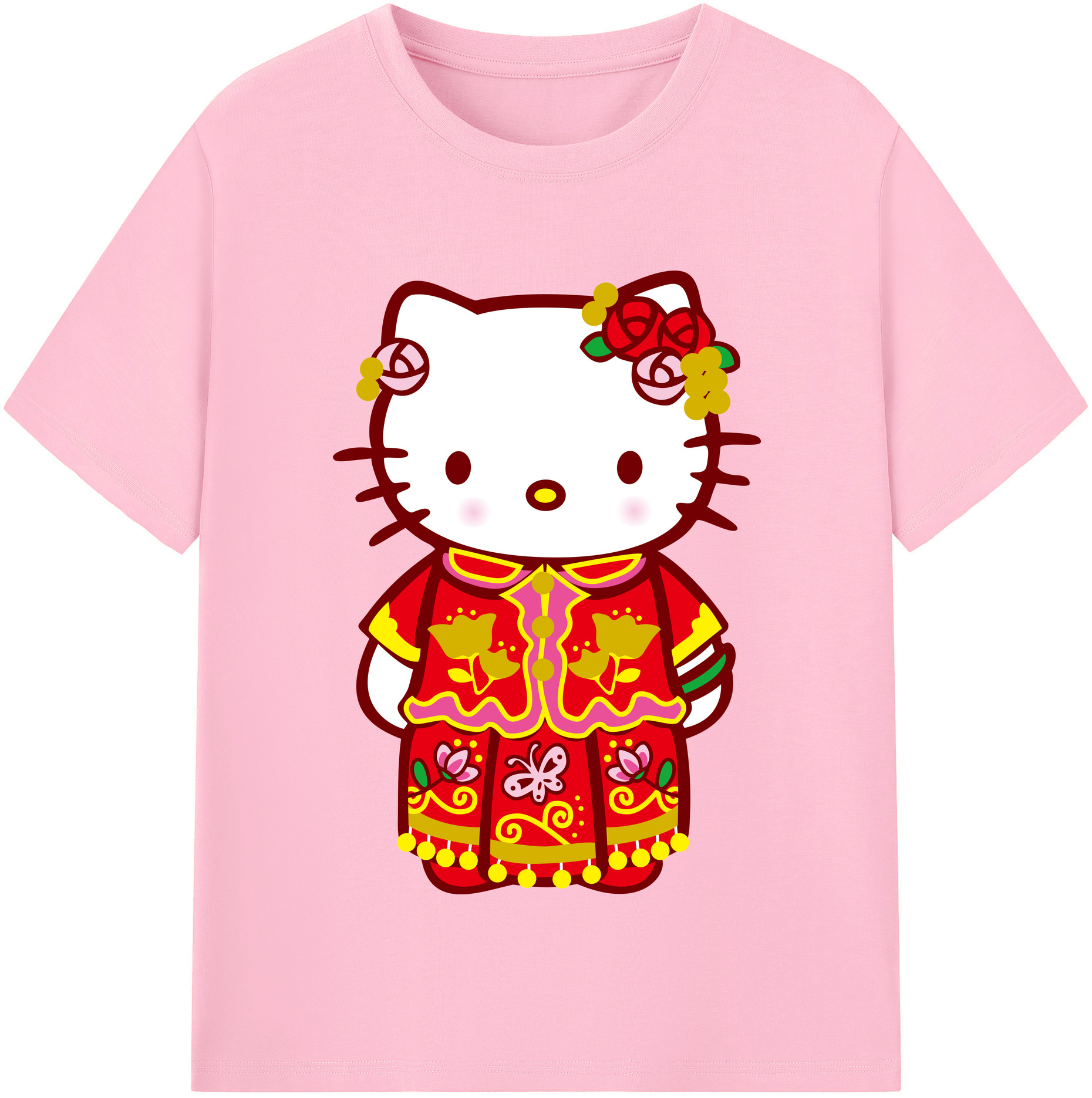 （画像用） Hello Kitty ハローキティ 綿100％半袖Tシャツ（フロントプリント）